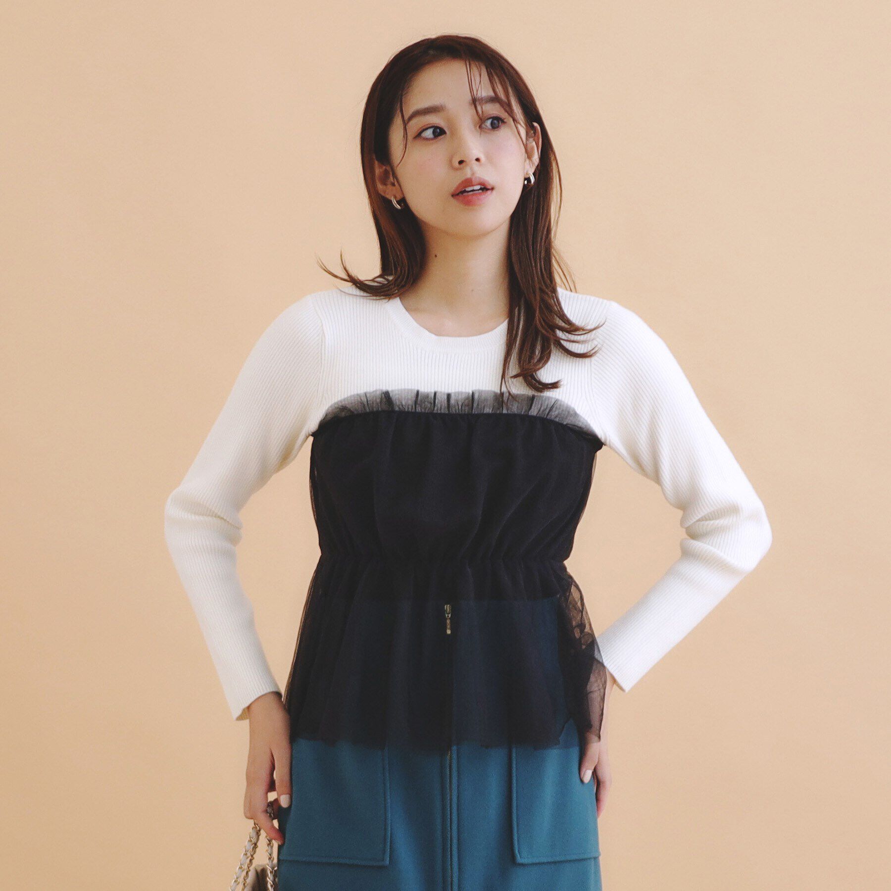 index「チュールレイヤードペプラムニット【洗える】」|ニット・セーター|