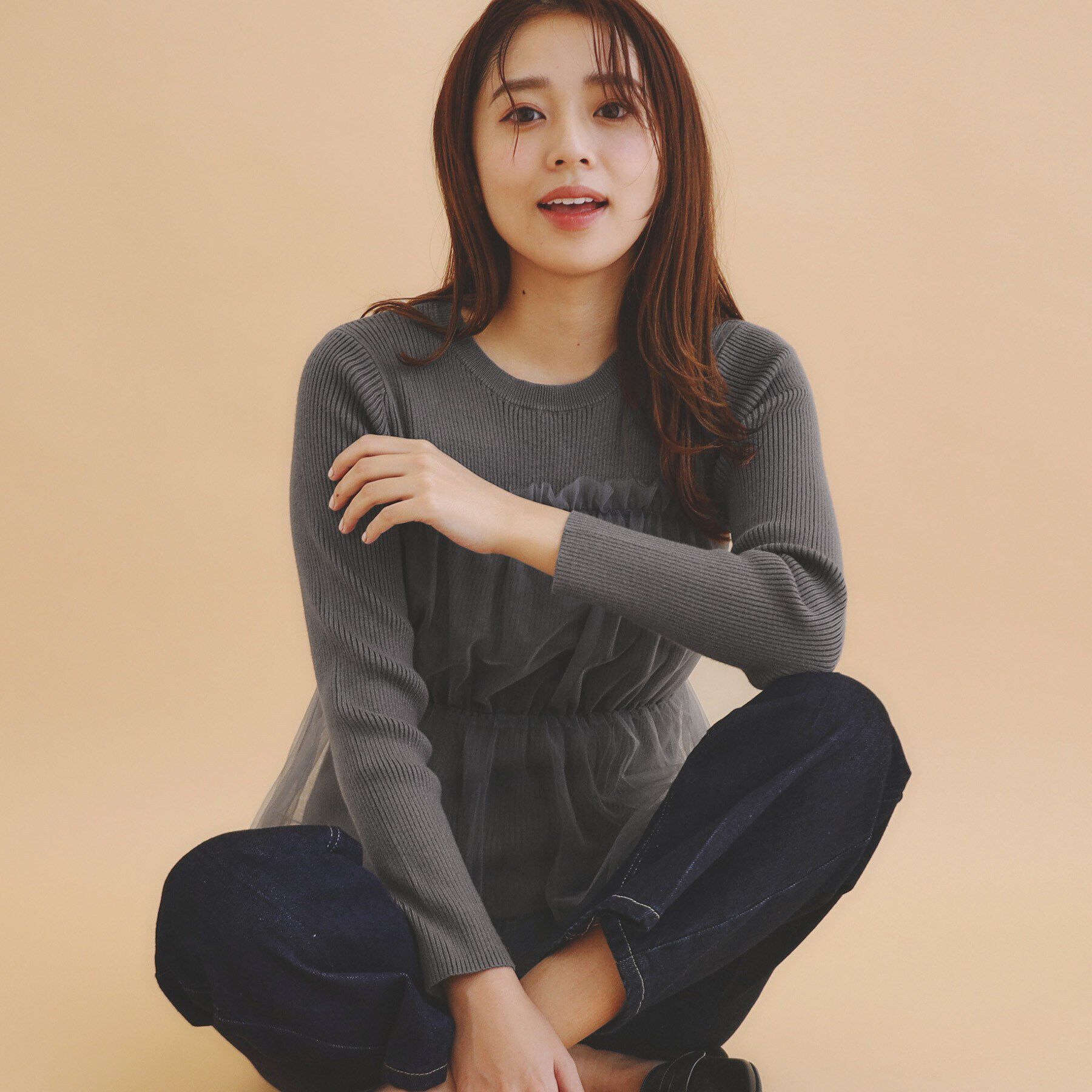index「チュールレイヤードペプラムニット【洗える】」|ニット・セーター|