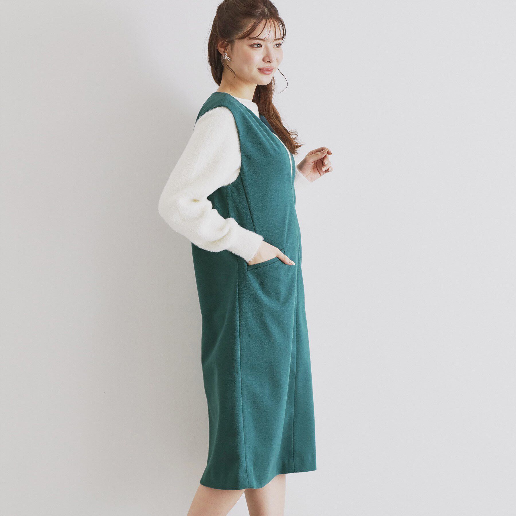 index「スリットネックジャンパースカート【洗濯機洗い可/イージーアイロン】」|ワンピース|