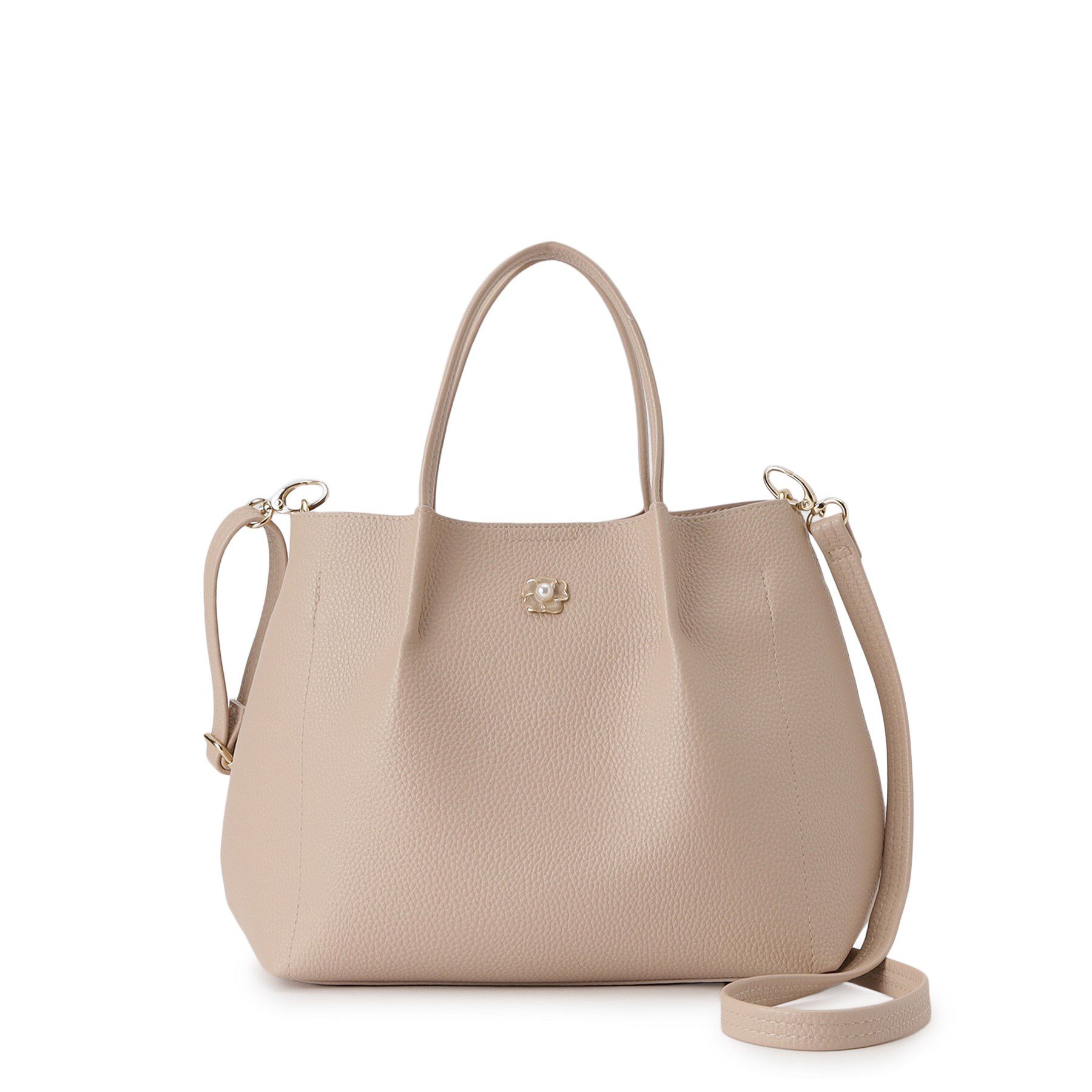 index「【2WAY】フラワーパーツ合皮ミドルトートバッグ」|トートバッグ|