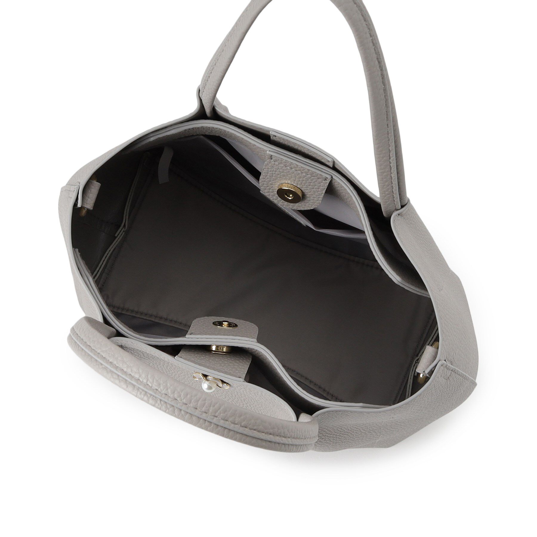 index「【2WAY】フラワーパーツ合皮ミドルトートバッグ」|トートバッグ|