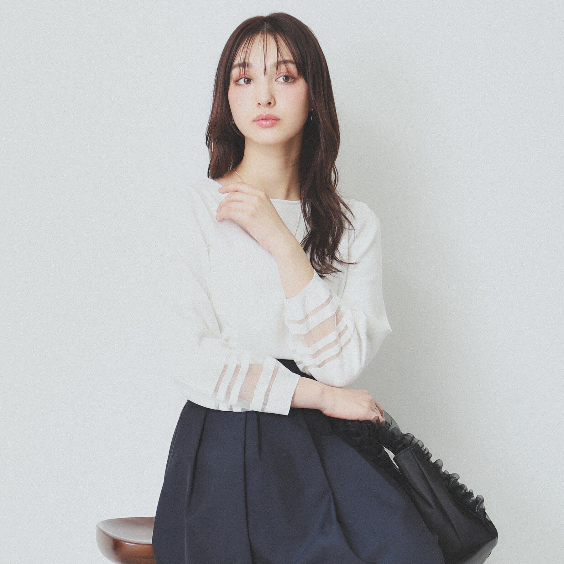 index「シアーラインパフスリーブニット【UV/洗濯機洗い可】」|ニット・セーター|オフホワイト(003