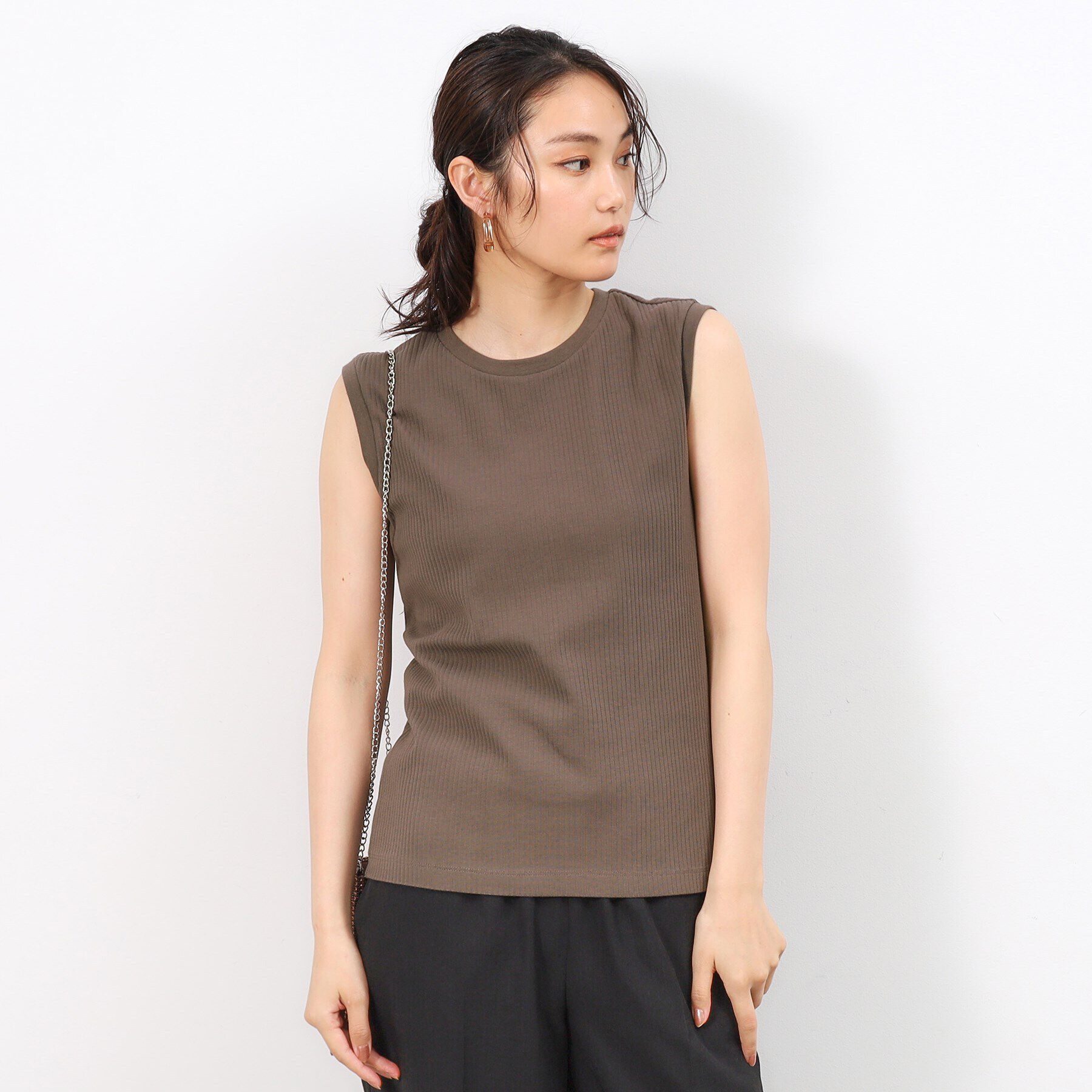 OPAQUE.CLIP「《Oggi掲載》リブノースリーブカットソー【洗濯機洗い可】」|Tシャツ・カットソー|