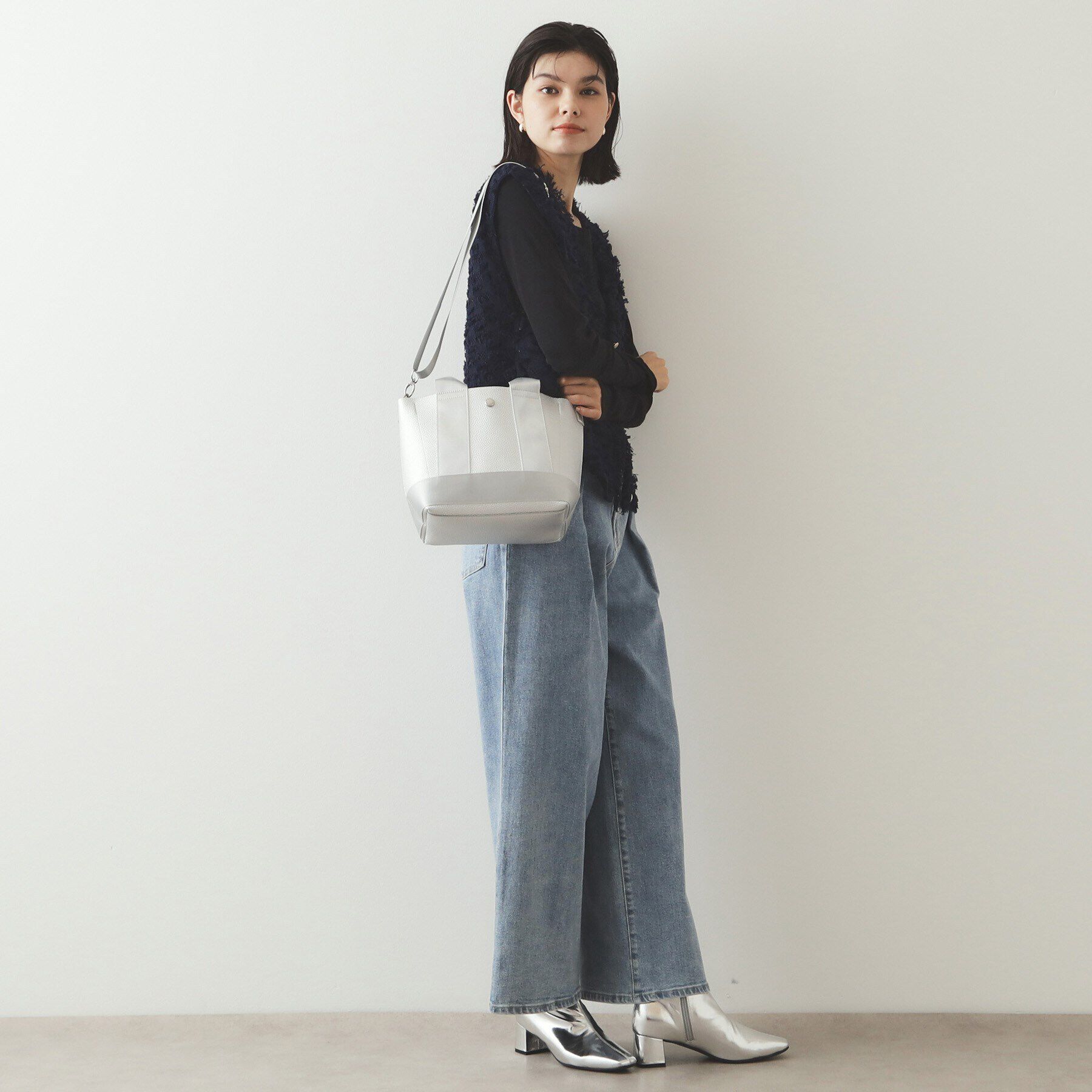 OPAQUE.CLIP「【2WAY】シュリンク合皮コンビミドルショルダーバッグ」|ショルダー・メッセンジャー|