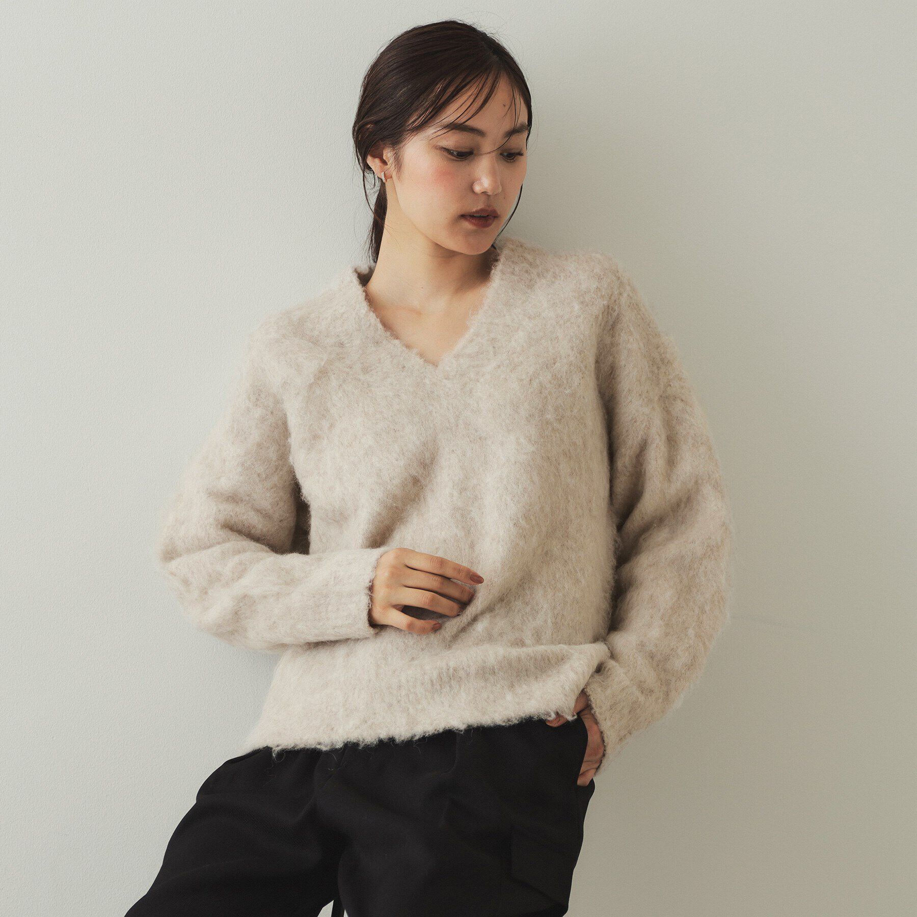 OPAQUE.CLIP「アルパカ混Vネックニット【洗える】」|ニット・セーター|