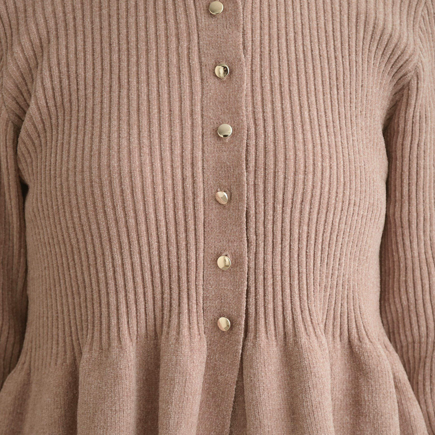 Couture broach「【袖口レース・着映え】短毛モールペプラム カーデ」|カーディガン|