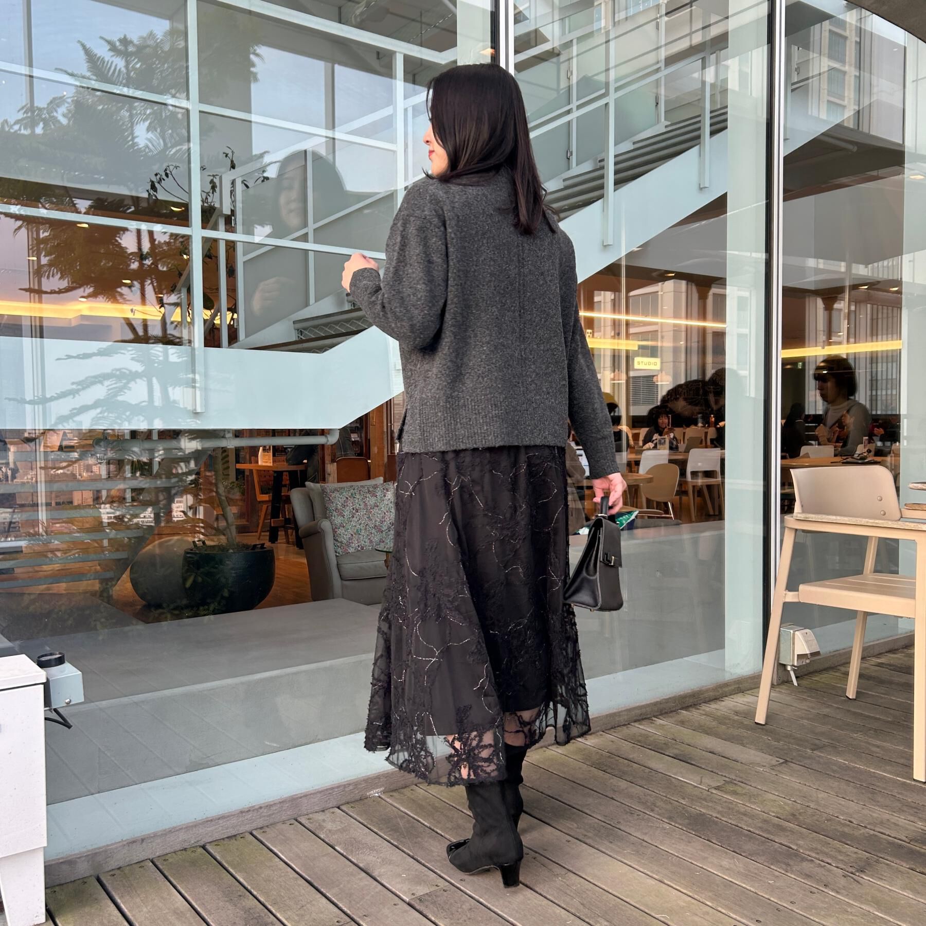 Couture broach「【通勤】ラメ刺繍ブークレチュールスカート」|スカート|