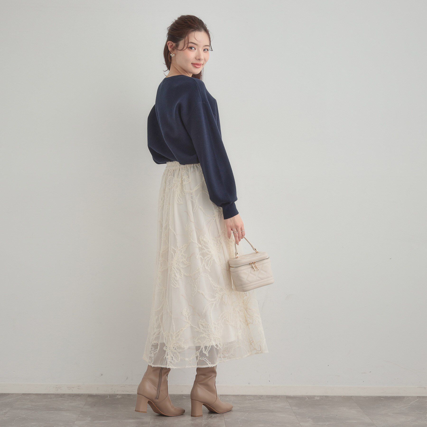 Couture broach「【通勤】ラメ刺繍ブークレチュールスカート」|スカート|
