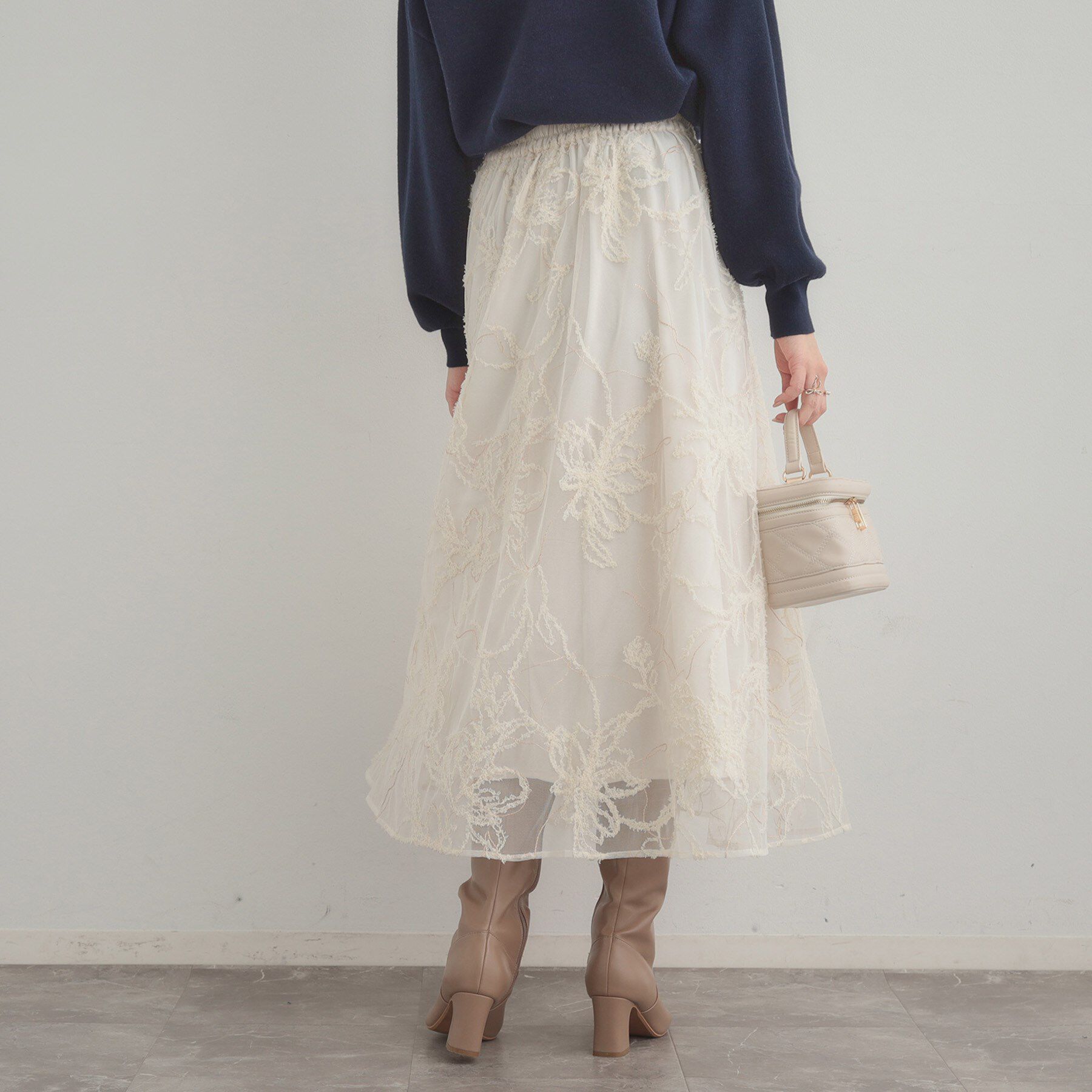 Couture broach「【通勤】ラメ刺繍ブークレチュールスカート」|スカート|