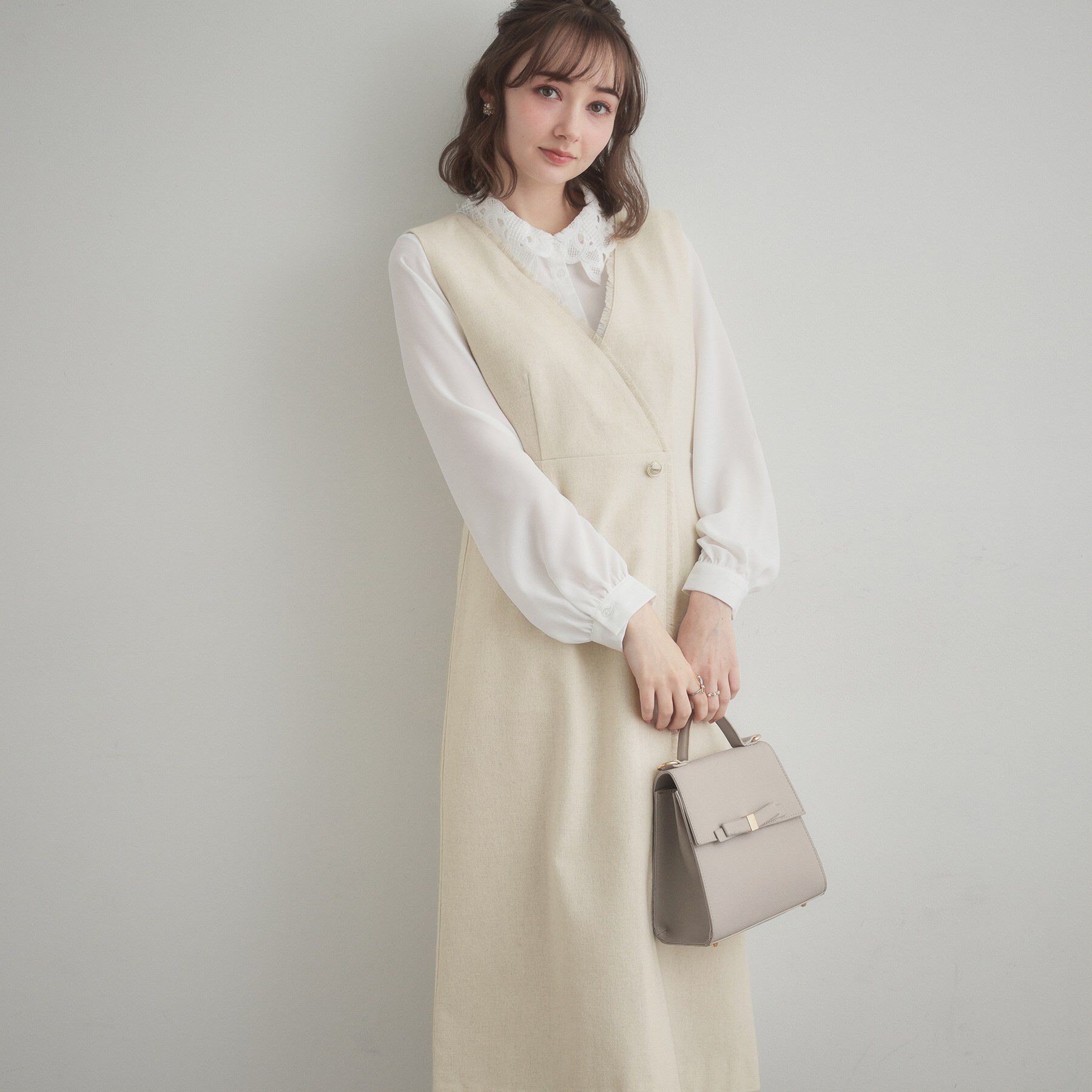 Couture broach「フリンジツイードジャンスカ」|ワンピース|