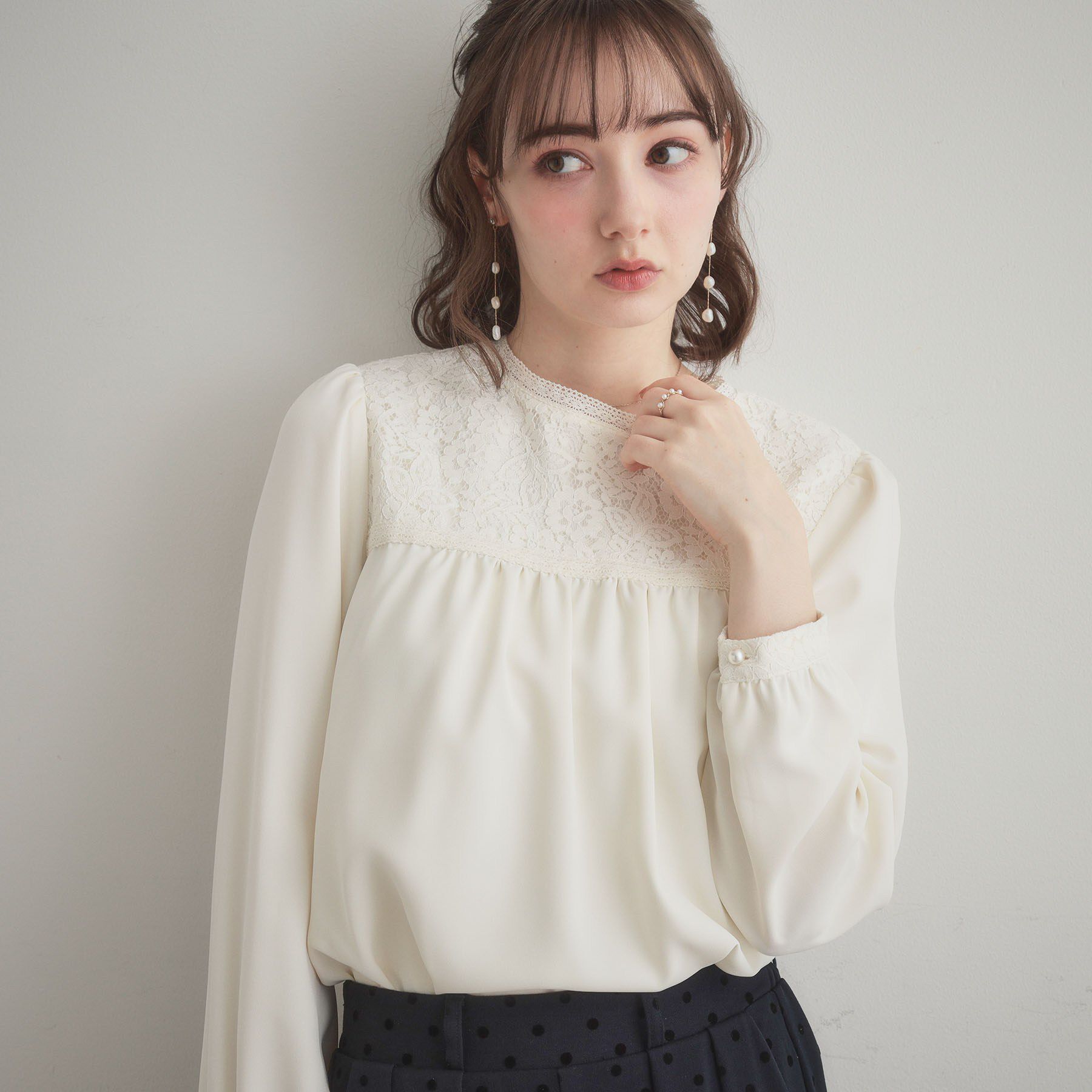 Couture broach「レースドッキングブラウス」|シャツ・ブラウス|アイボリー(004)