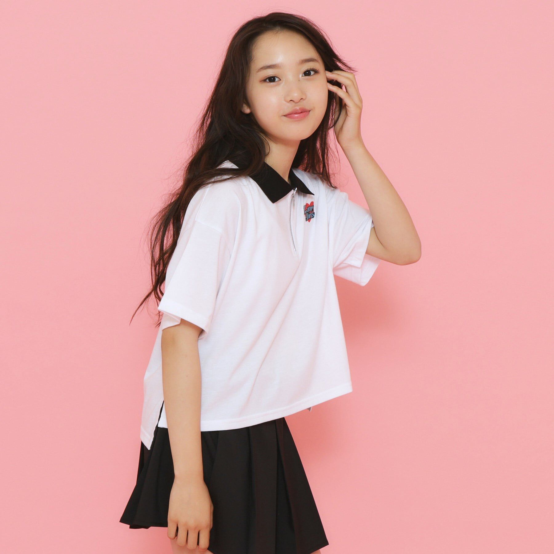 PINK-latte「ポロ衿ハーフジップTシャツ」|Tシャツ・カットソー|