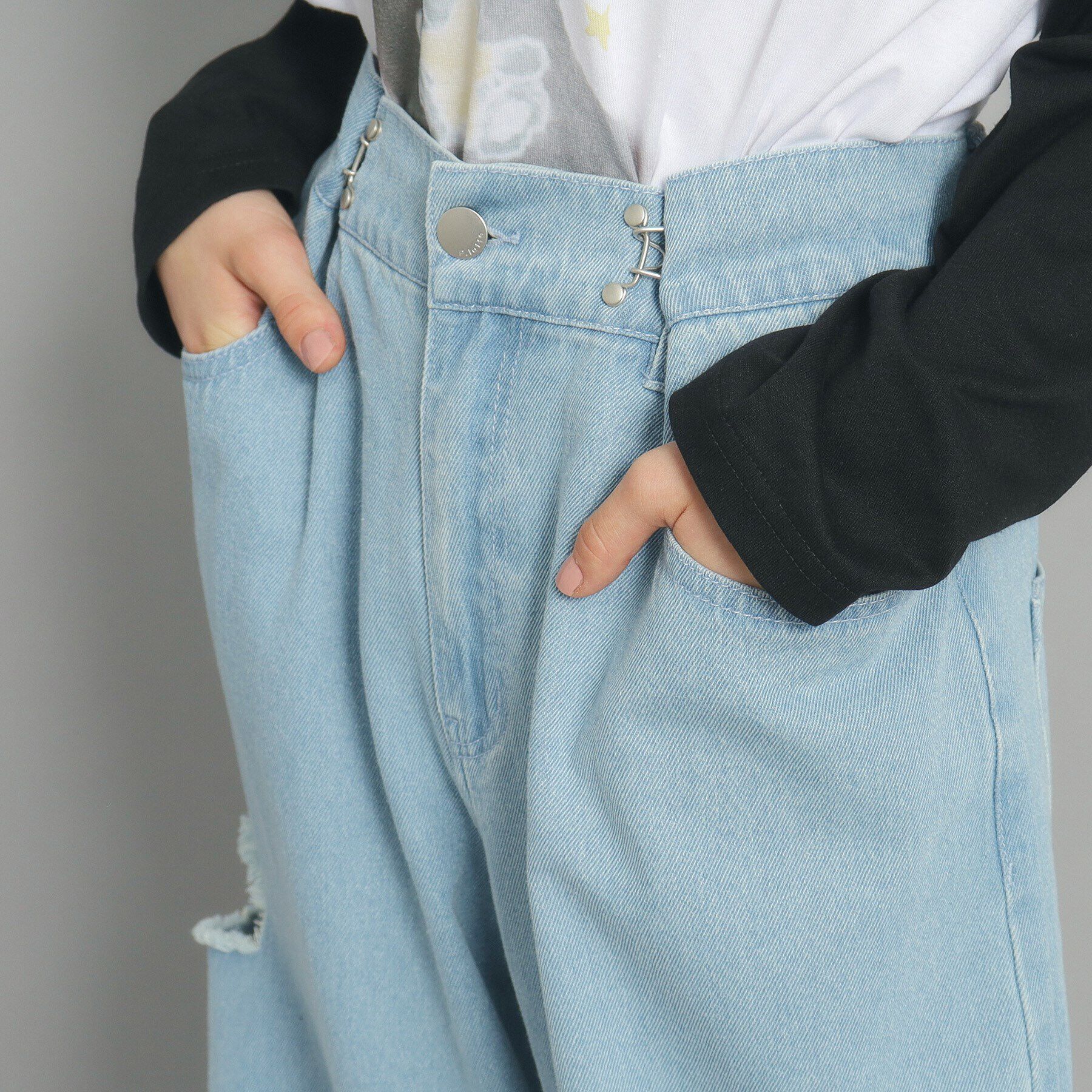 PINK-latte「【130cmあり／ウエストホック】サイドカットデニム」|その他|