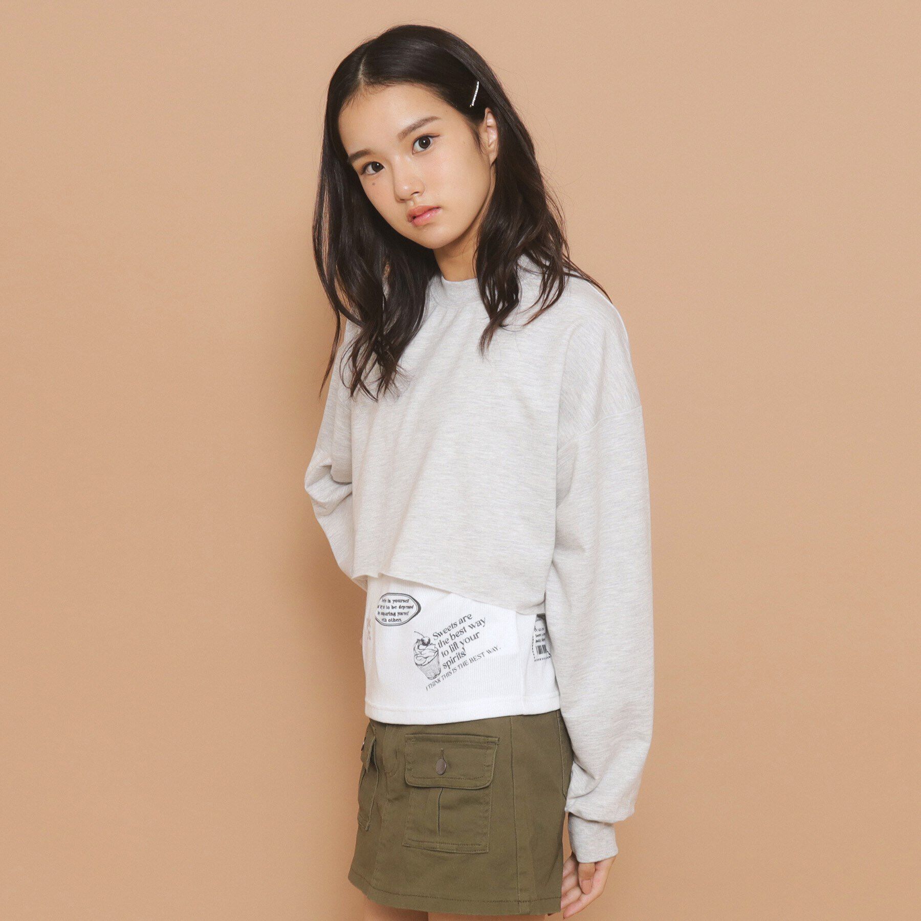 PINK-latte「【130cmあり／セットアイテム】レイヤード トップス」|その他|