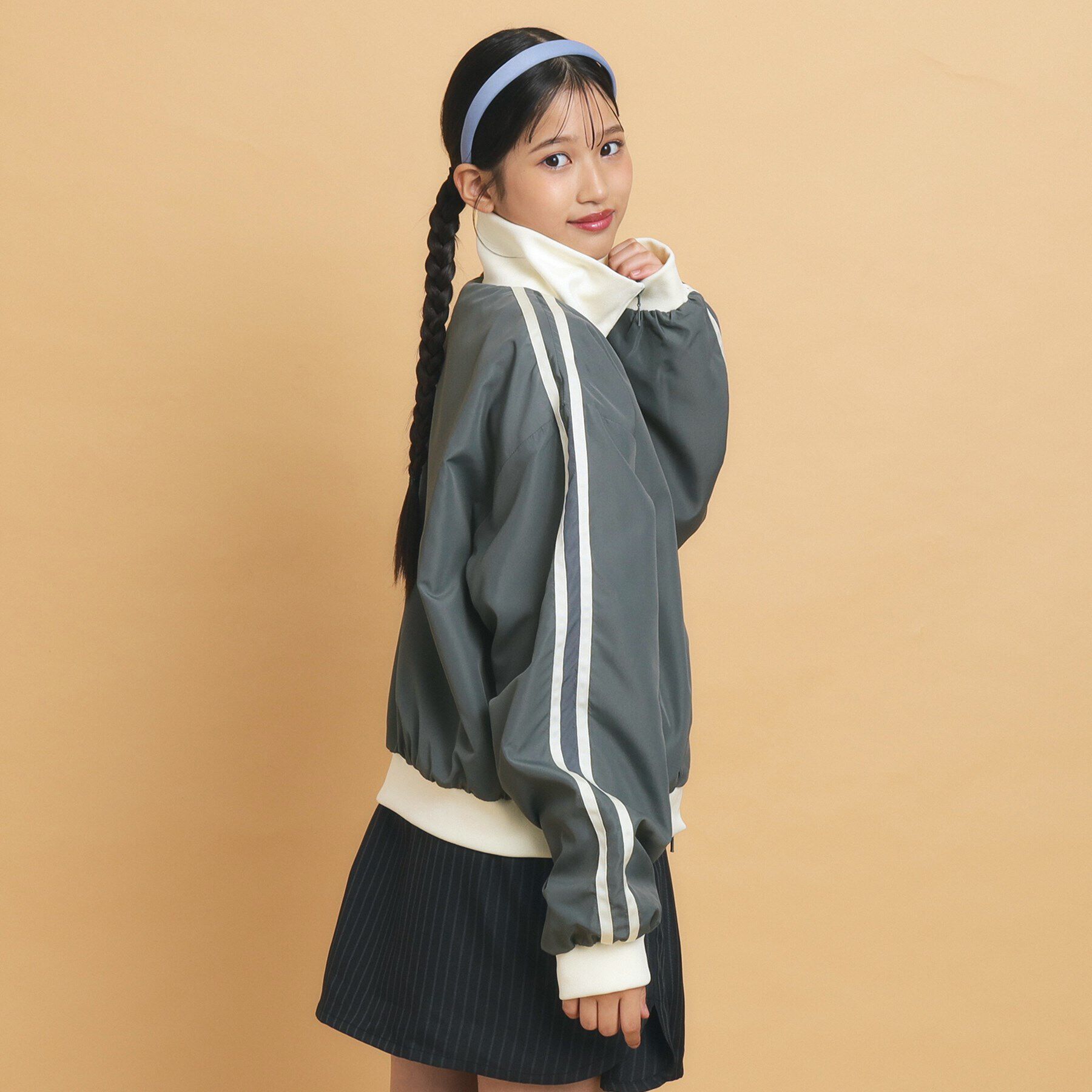 PINK-latte「【130cmあり】ダブルライン袖　トラックジャケット」|ブルゾン・スタジャン|