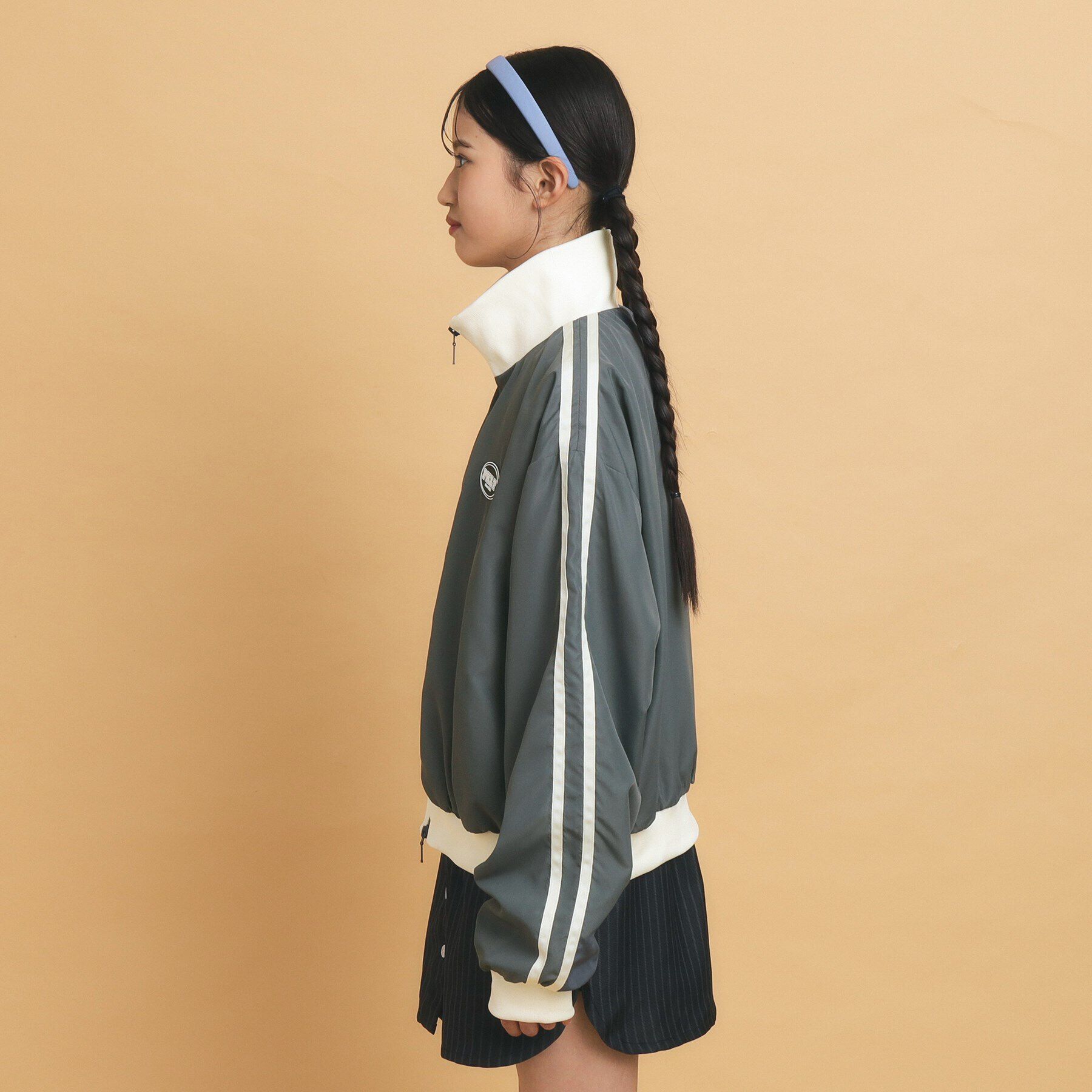 PINK-latte「【130cmあり】ダブルライン袖　トラックジャケット」|ブルゾン・スタジャン|