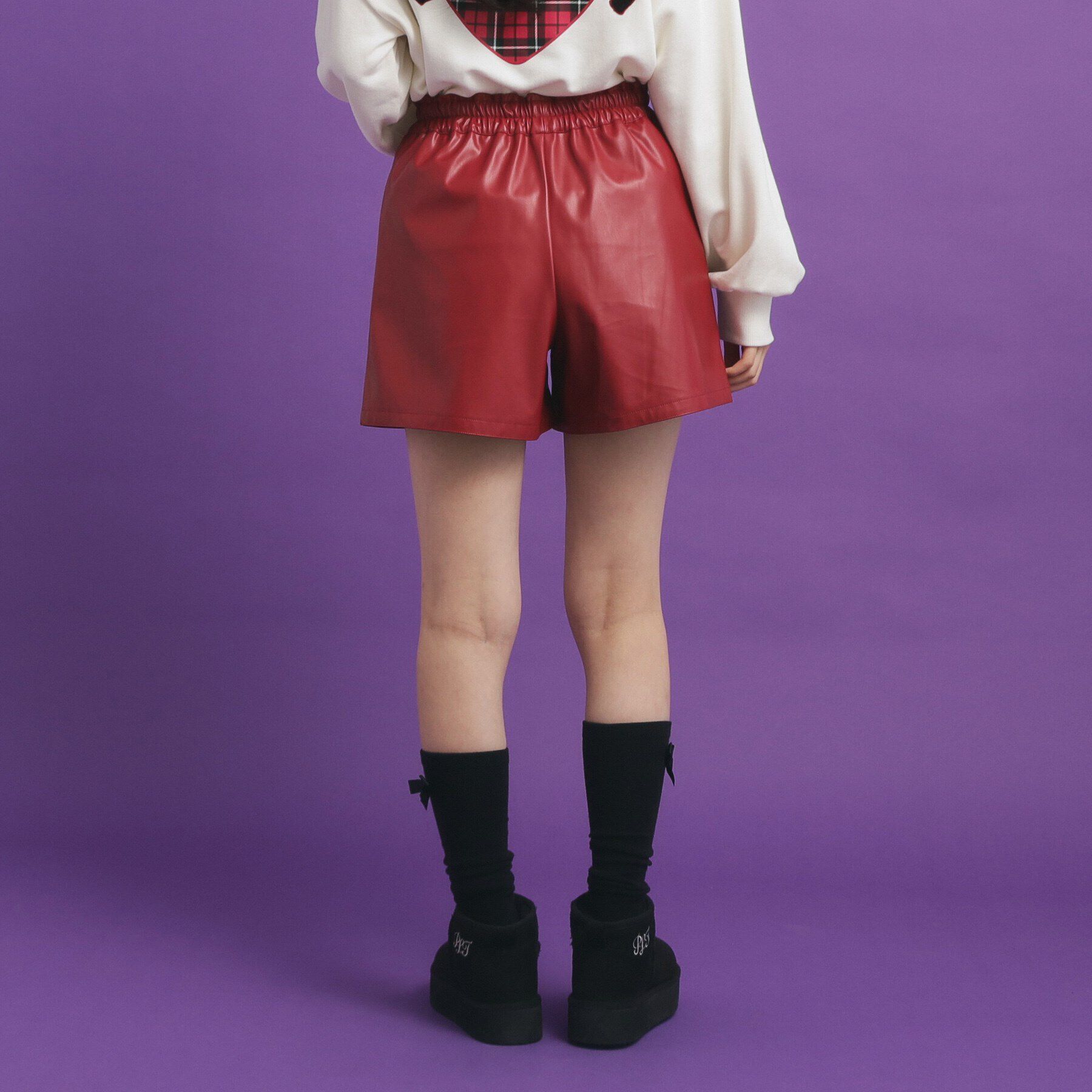 PINK-latte「合皮ショートパンツ」|キュロット|