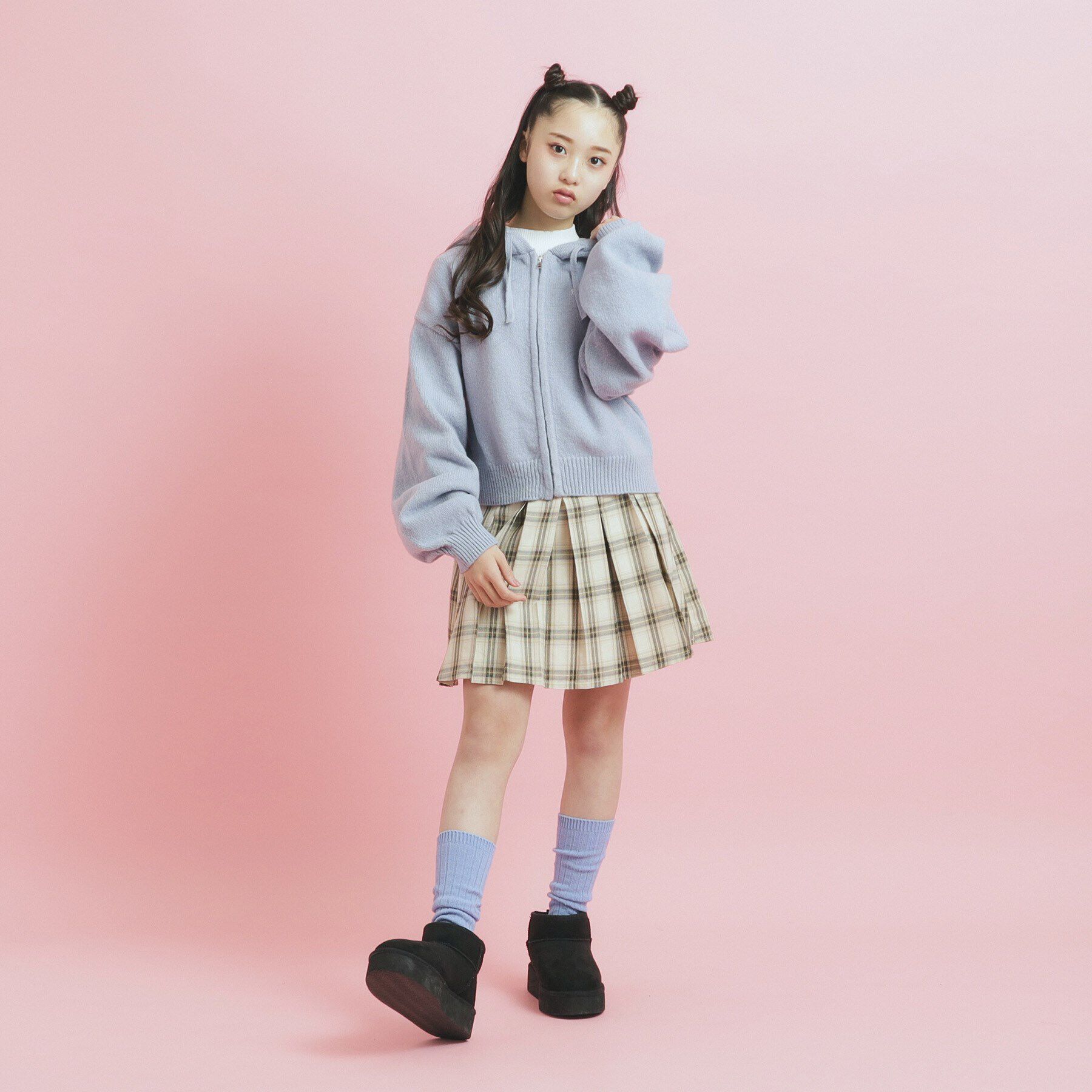 PINK-latte「クロップドリボン刺繍パーカ」|パーカー|