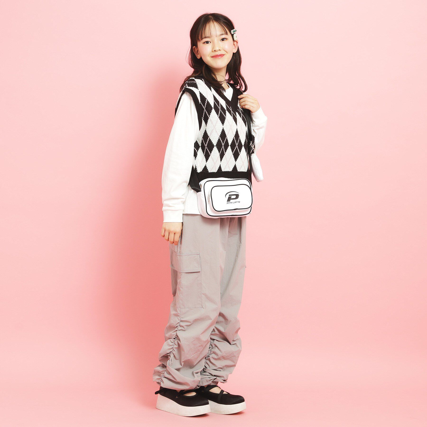 PINK-latte「パイピングスクウェアショルダー」|ショルダー・メッセンジャー|