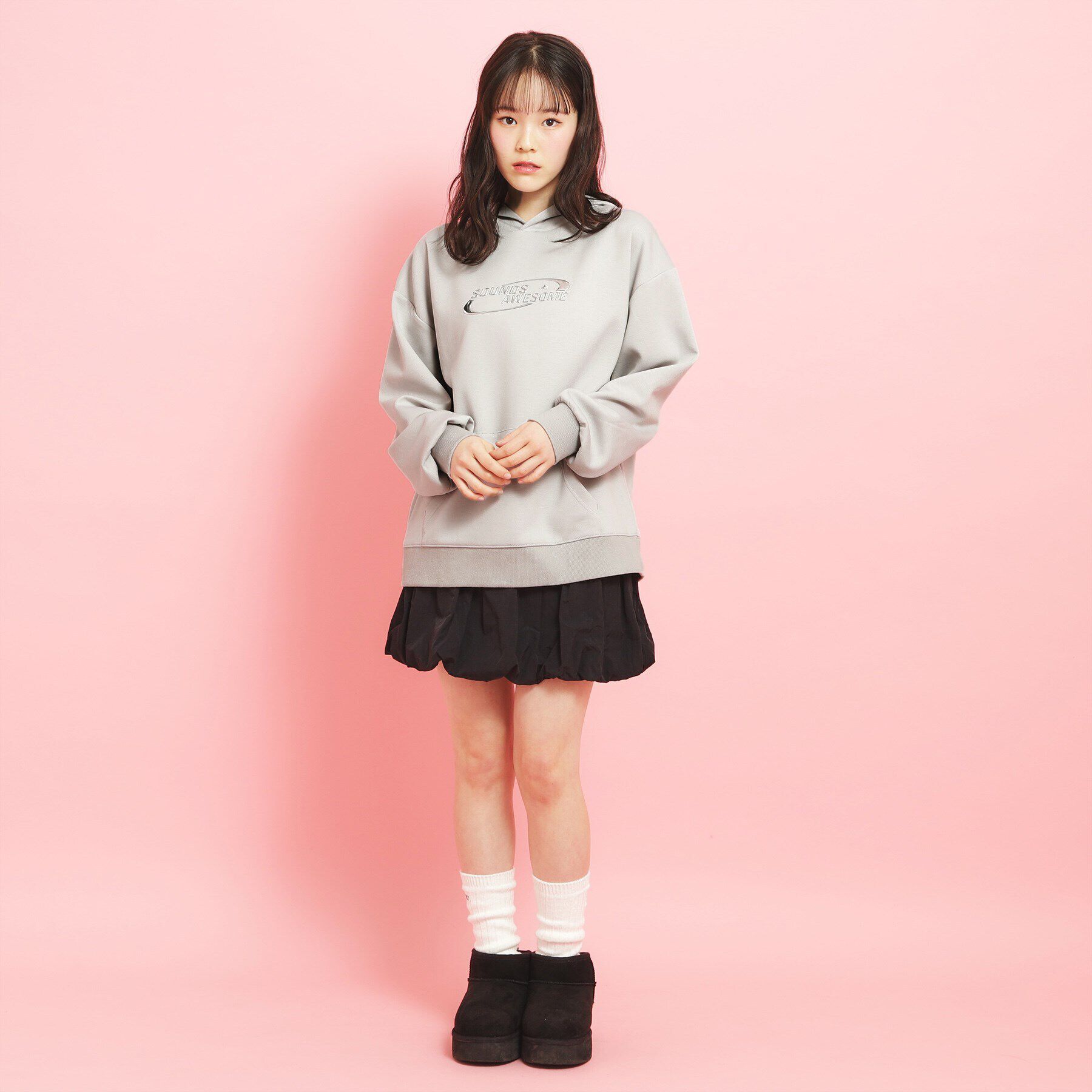 PINK-latte「シルバーワッペンポンチパーカ」|パーカー|