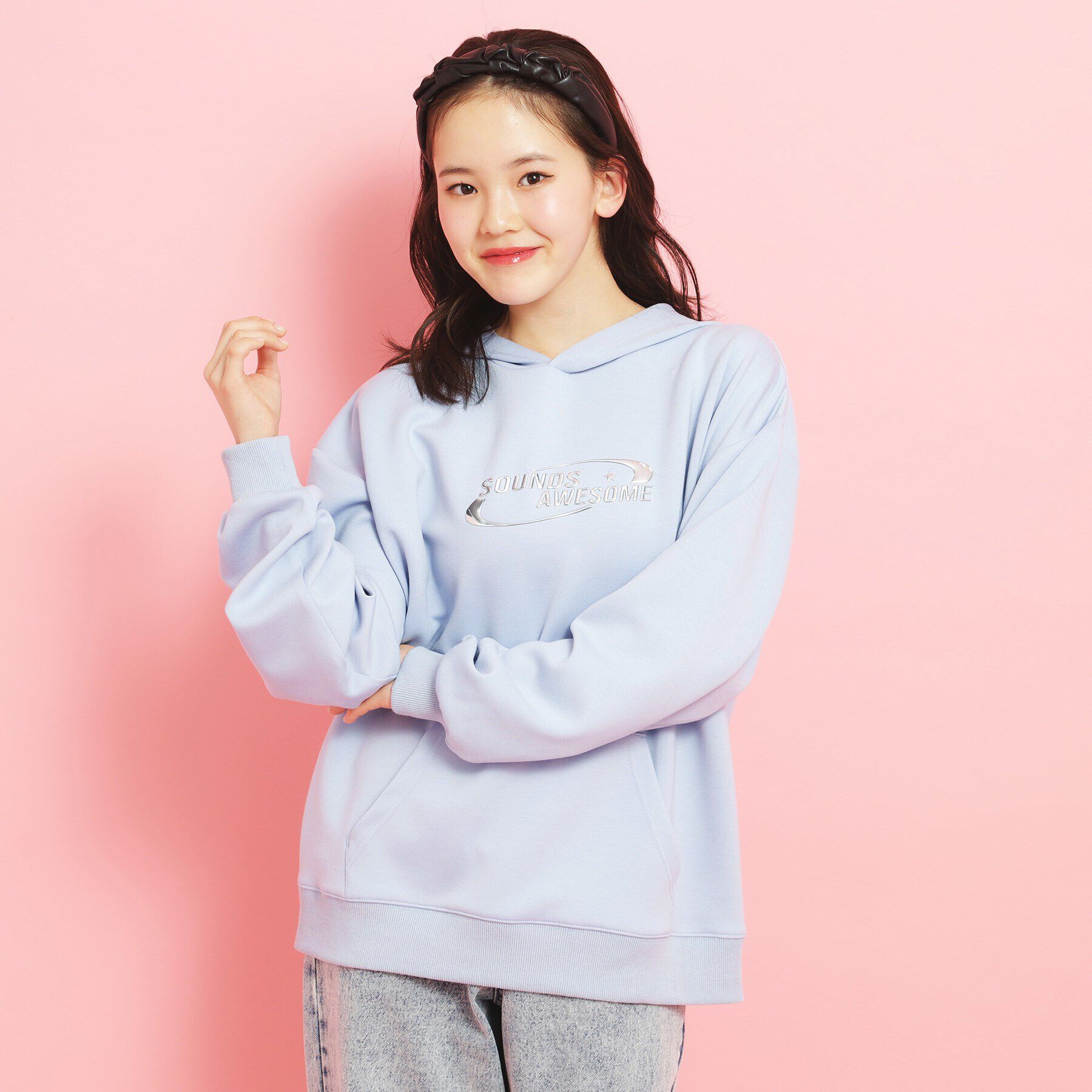 PINK-latte「シルバーワッペンポンチパーカ」|パーカー|