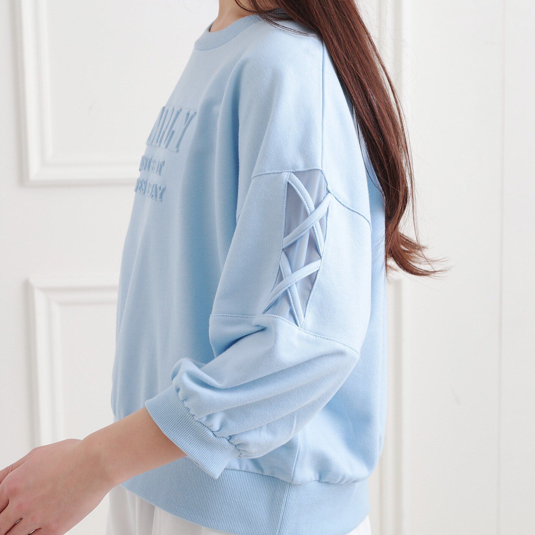 PINK-latte「エンボス七分袖Tシャツ」|Tシャツ・カットソー|