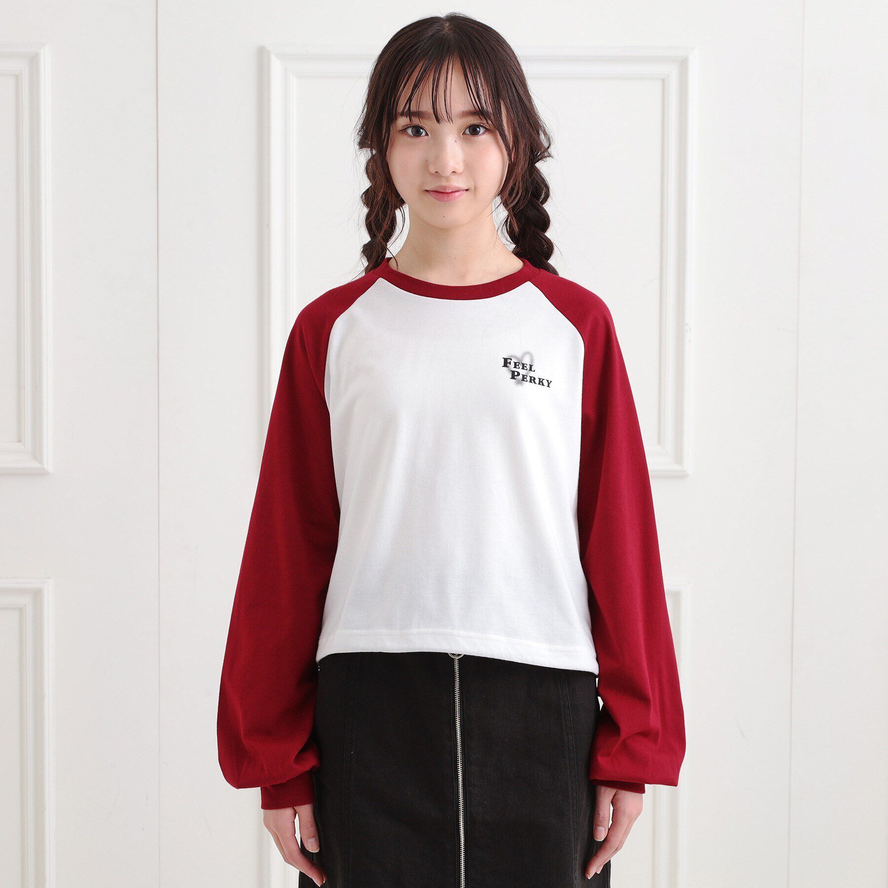 PINK-latte「スプレープリントラグランロンT」|Tシャツ・カットソー|