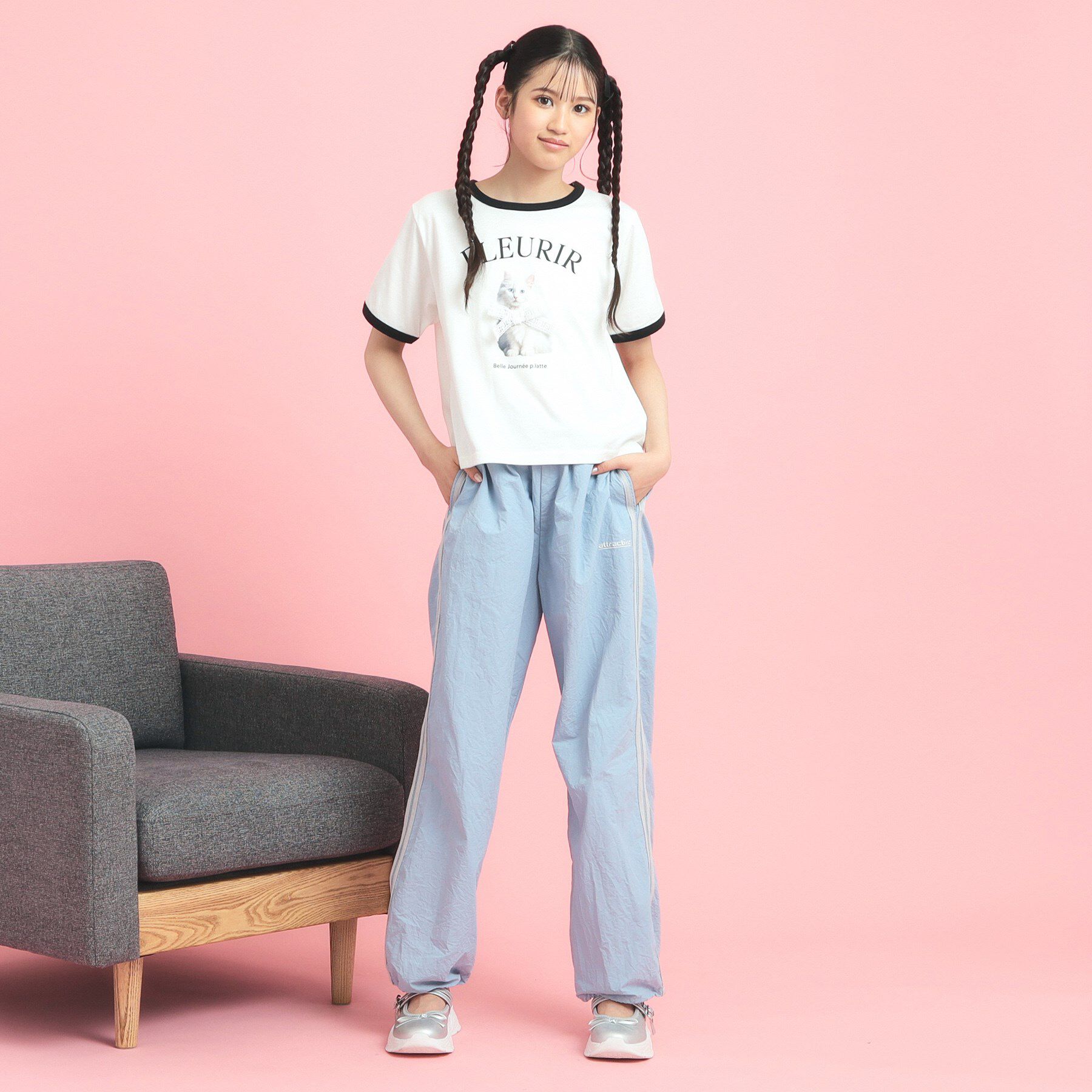 PINK-latte「フォトネコリンガーTシャツ」|Tシャツ・カットソー|