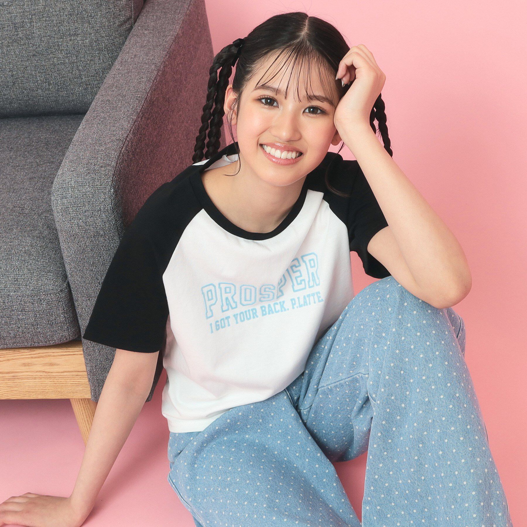 PINK-latte「ラグランTシャツ」|Tシャツ・カットソー|