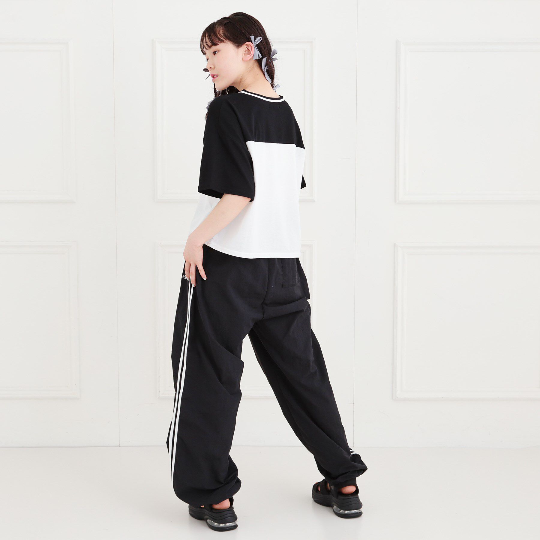 PINK-latte「Vネック切替Tシャツ」|Tシャツ・カットソー|