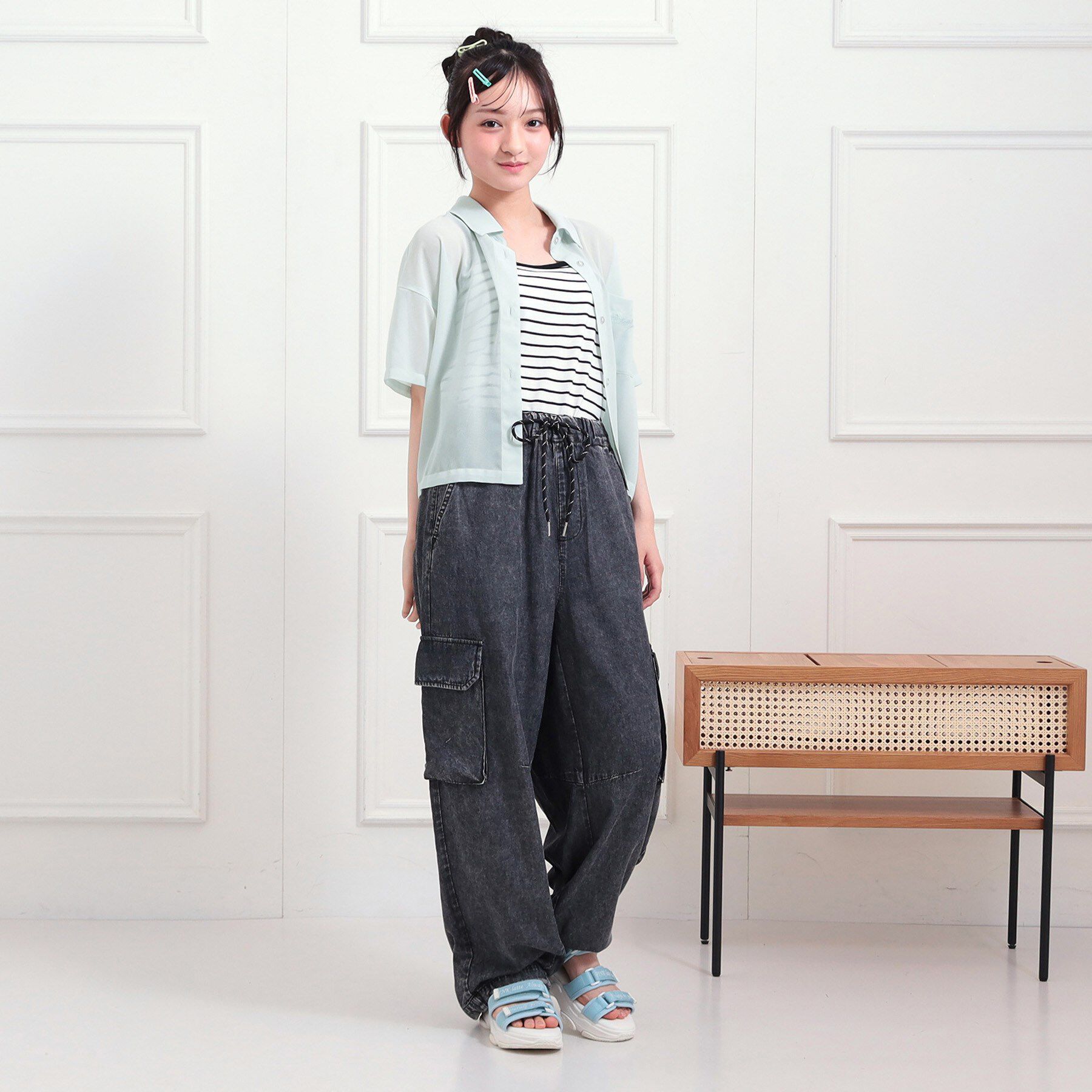 PINK-latte「【セットアイテム】半袖シアーシャツ＋冷感キャミセット」|その他|