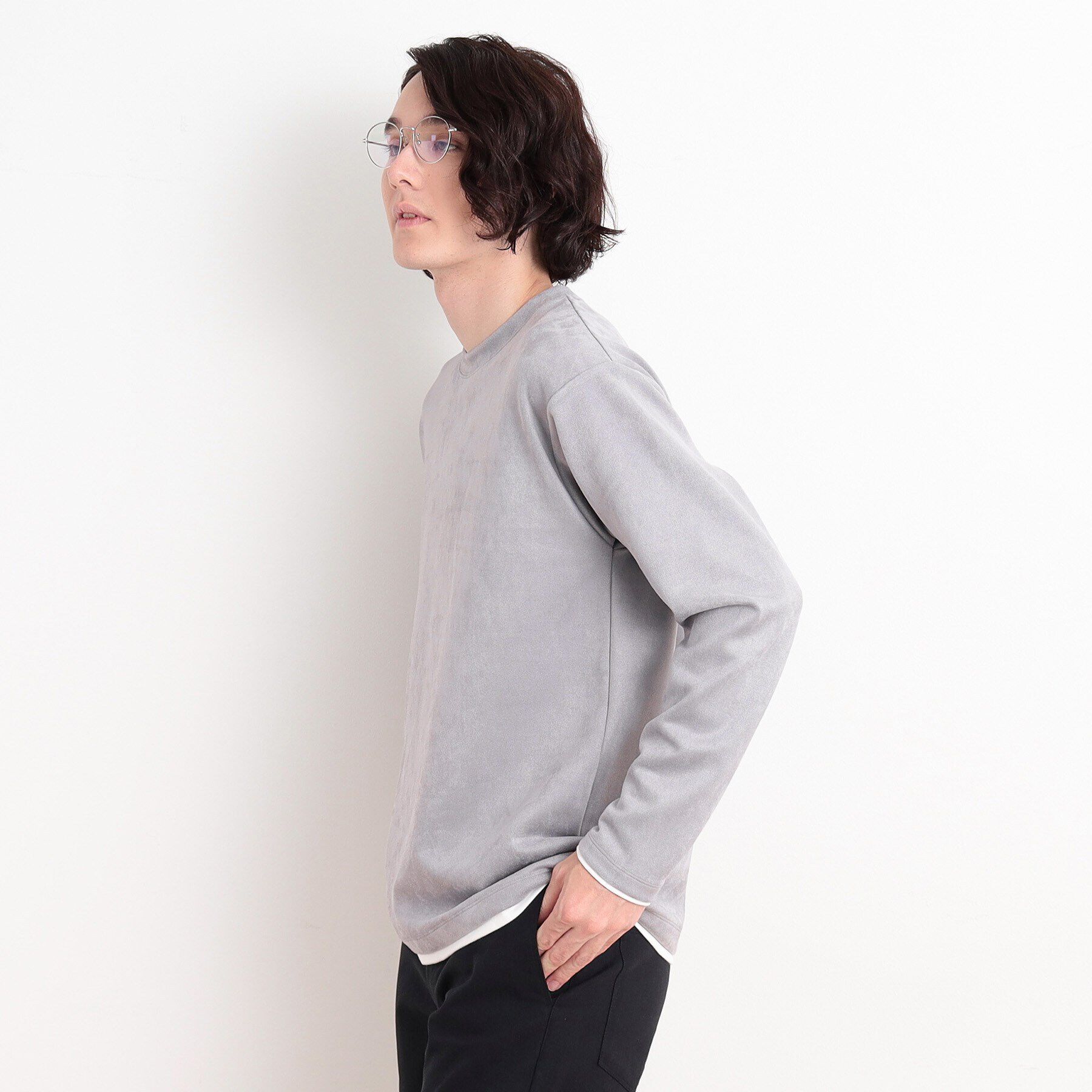 THE SHOP TK「スウェードタッチフェイクレイヤードプルオーバー」|Tシャツ・カットソー|