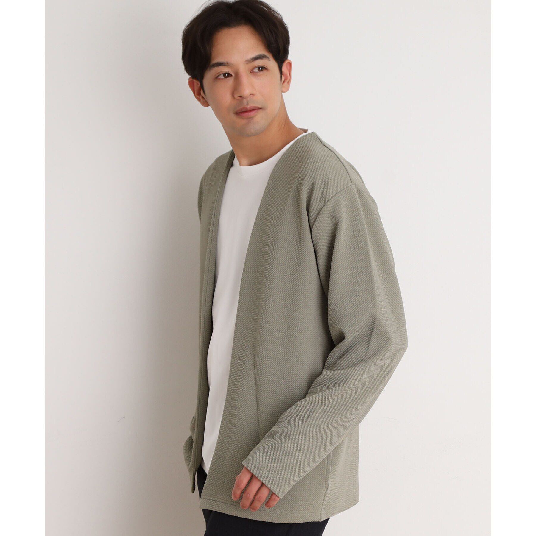 THE SHOP TK「ミニフクレアンサンブルカーディガン 【長袖カーディガン＋半袖Tシャツセットアイテム】」|カーディガン|