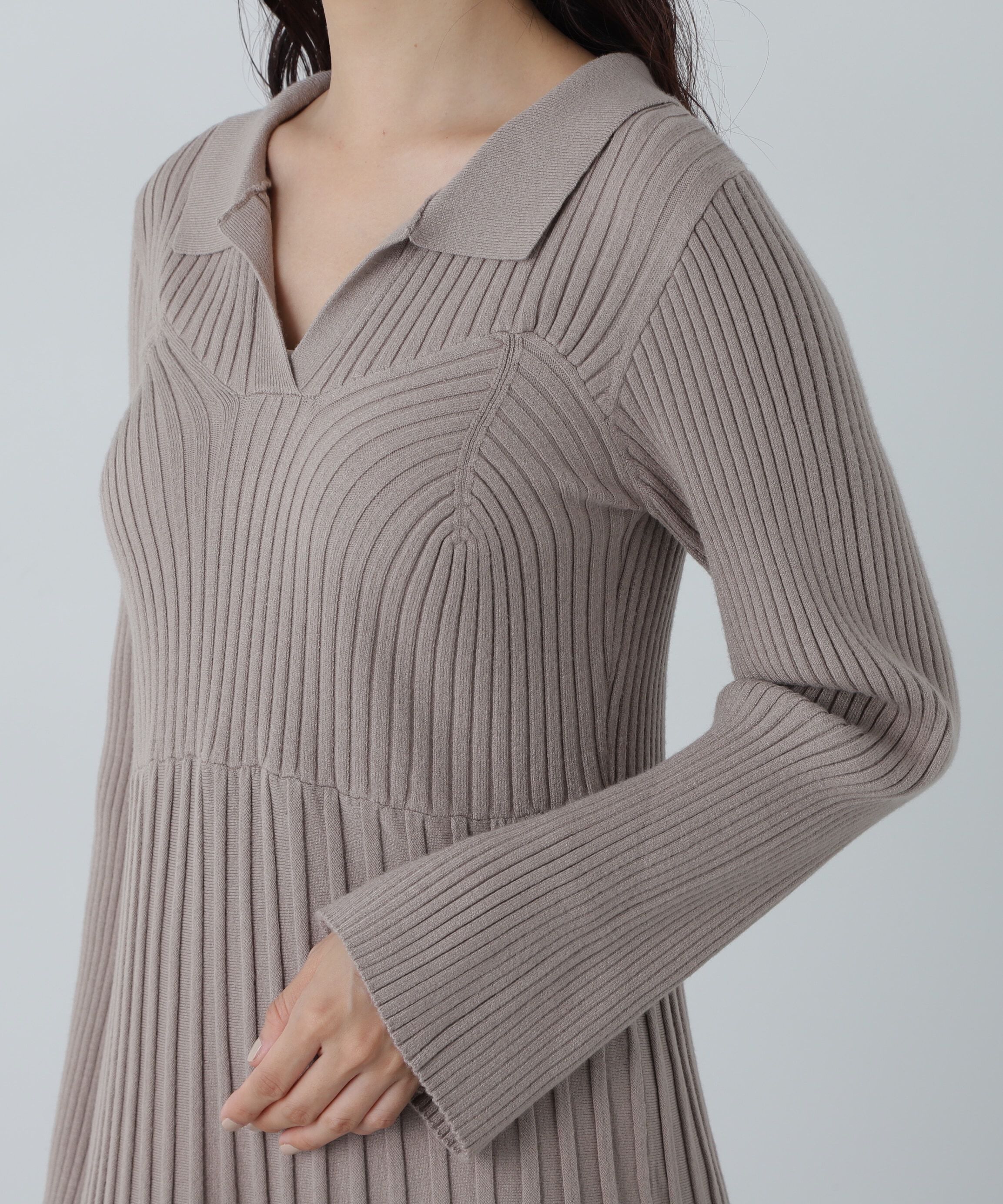  「スキッパーポロニットワンピース」|ワンピース|