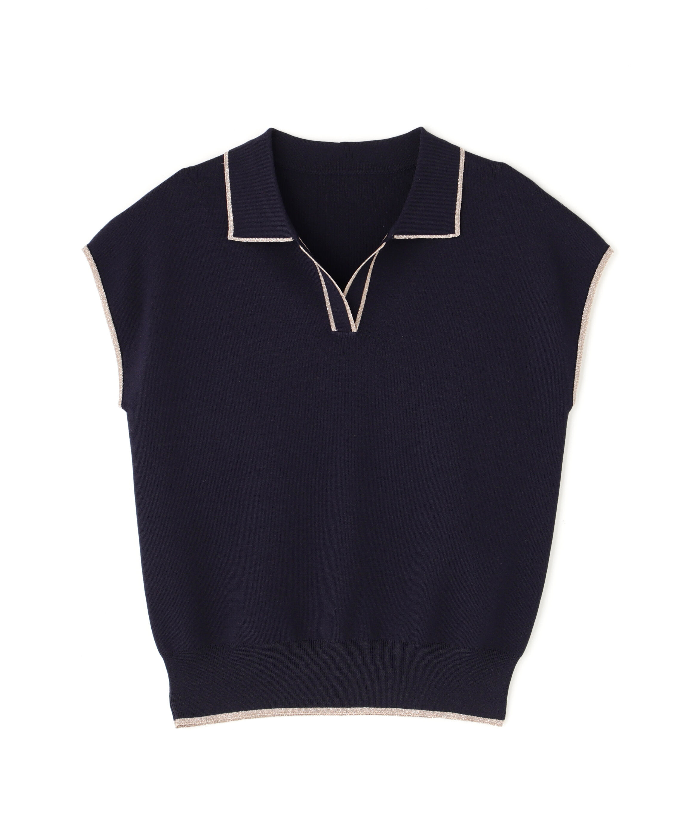  「ラメラインスキッパーポロニット」|ニット・セーター|