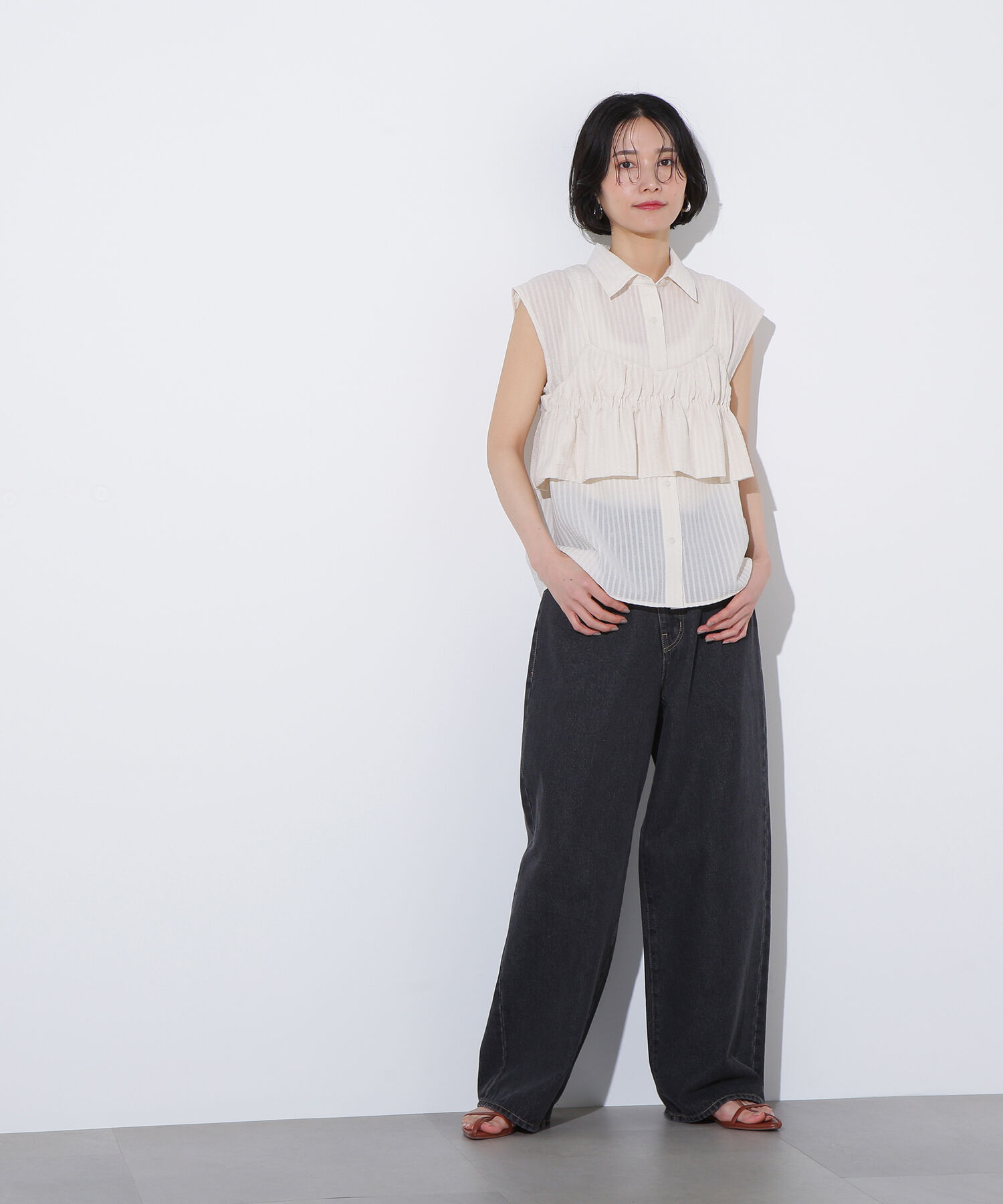  「ビスチェレイヤードフレンチスリーブシャツ」|シャツ・ブラウス|