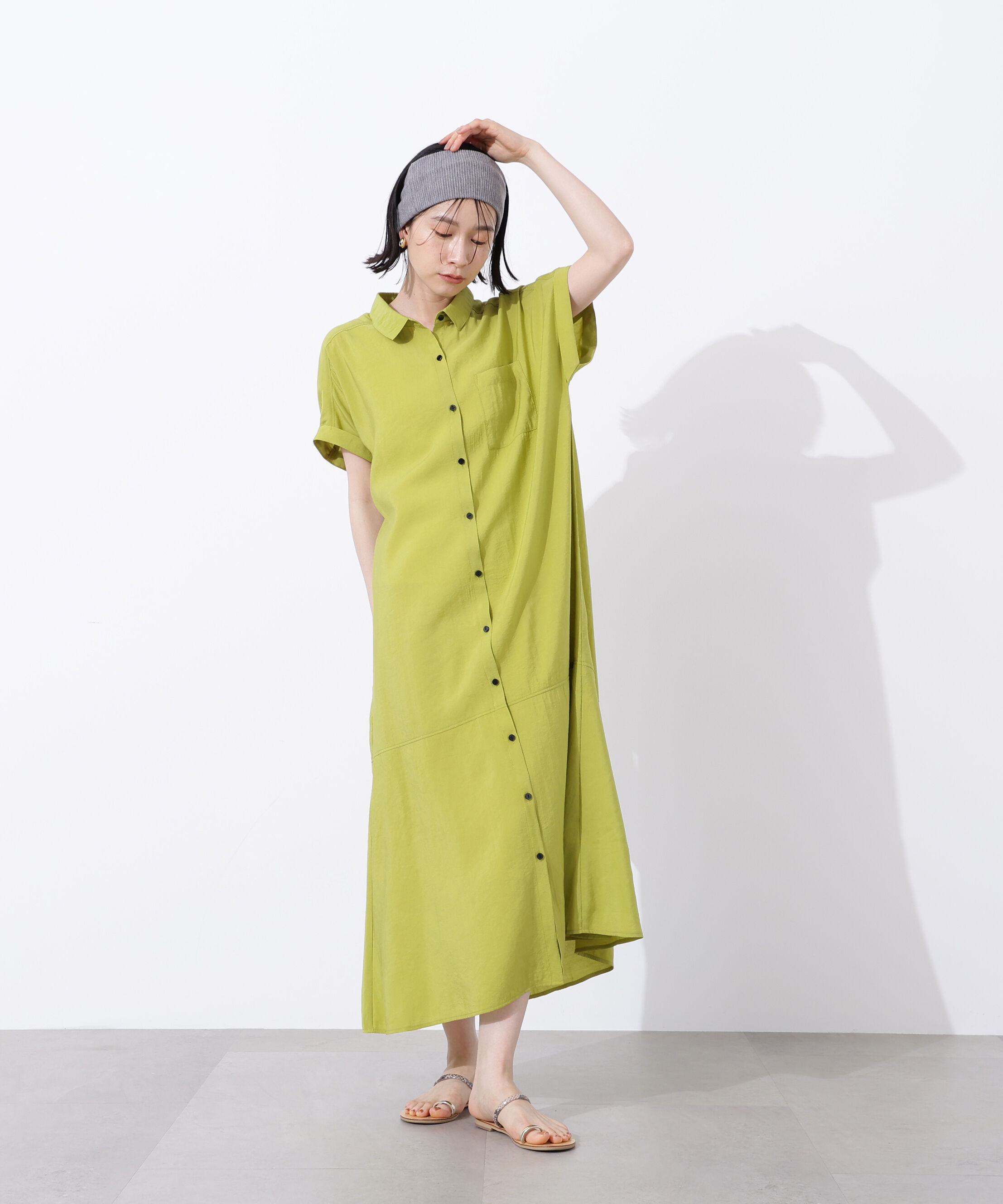  「配色ボタンシャツワンピース」|ワンピース|