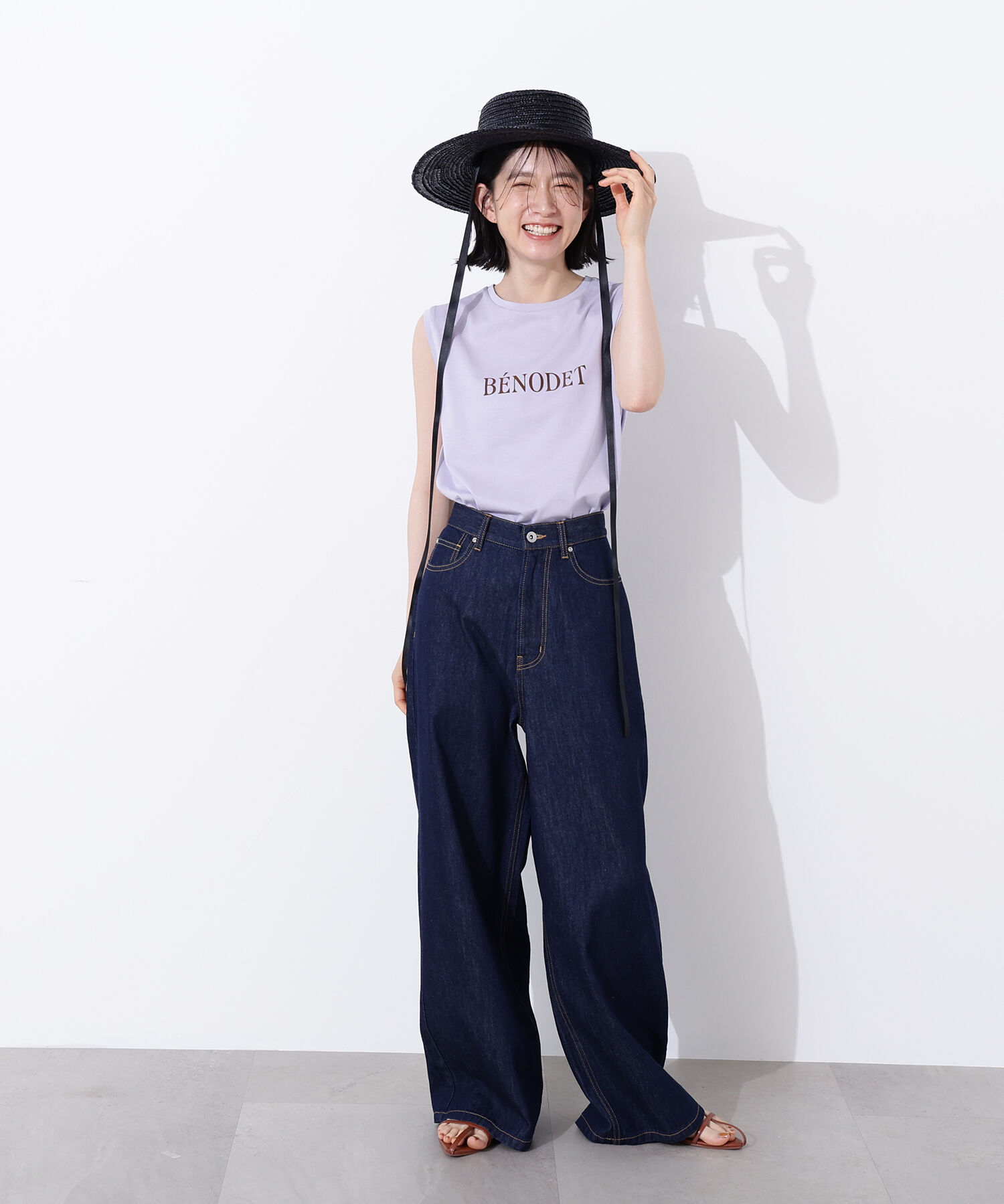  「フロッキープリントノースリーブTシャツ」|Tシャツ・カットソー|