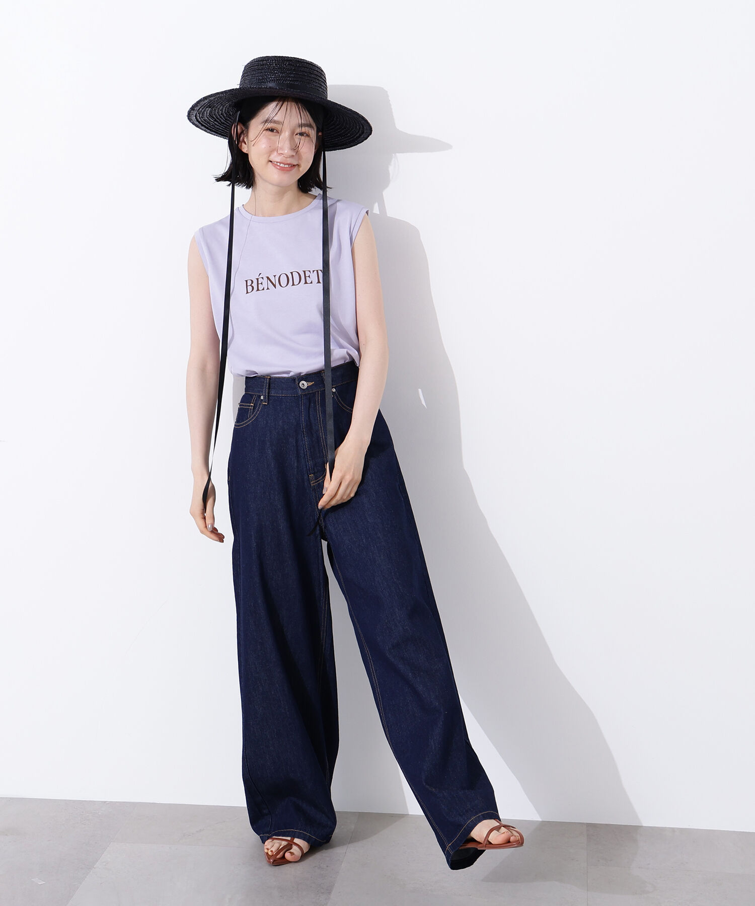  「フロッキープリントノースリーブTシャツ」|Tシャツ・カットソー|