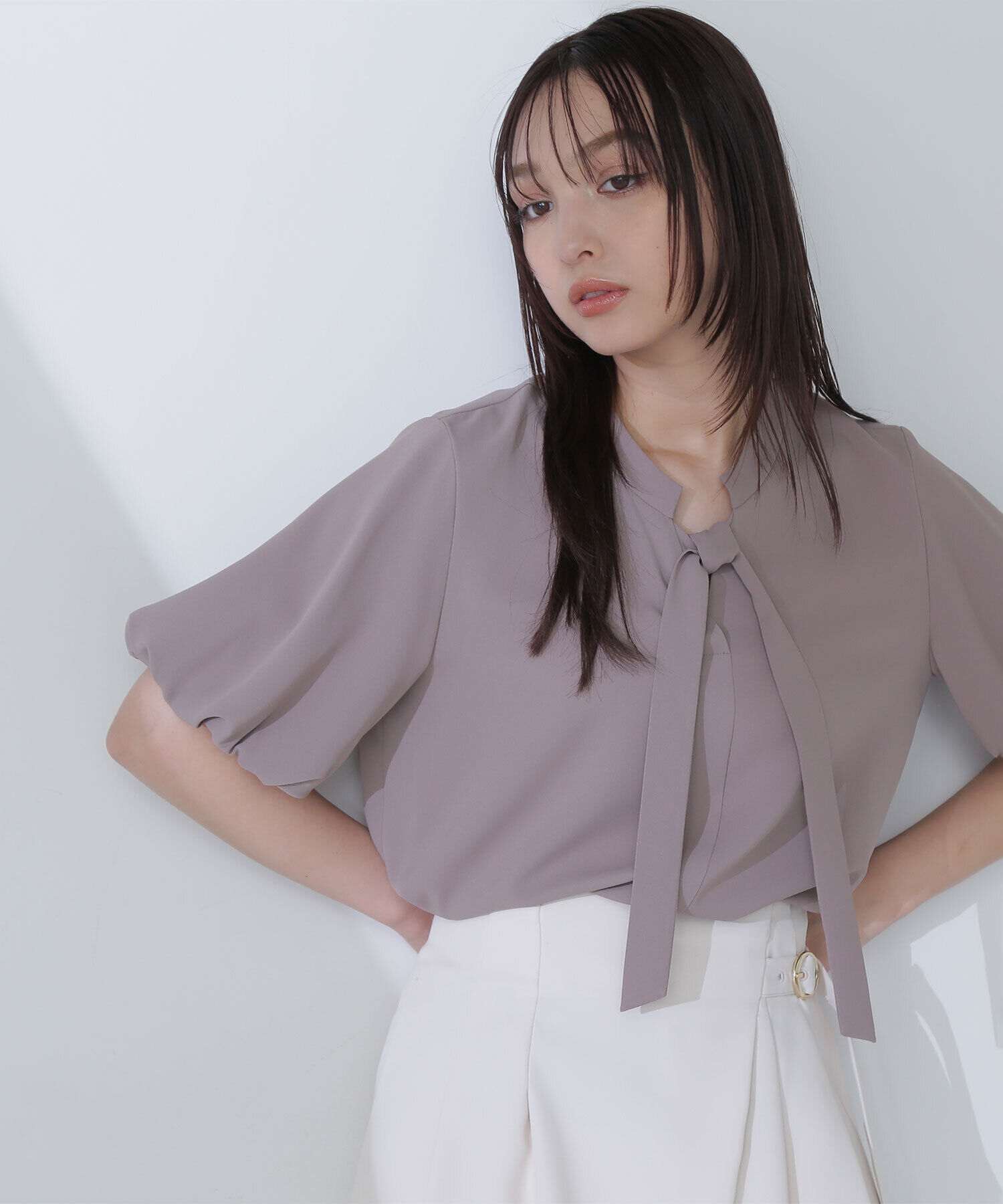  「バルーンスリーブボウタイブラウス」|シャツ・ブラウス|