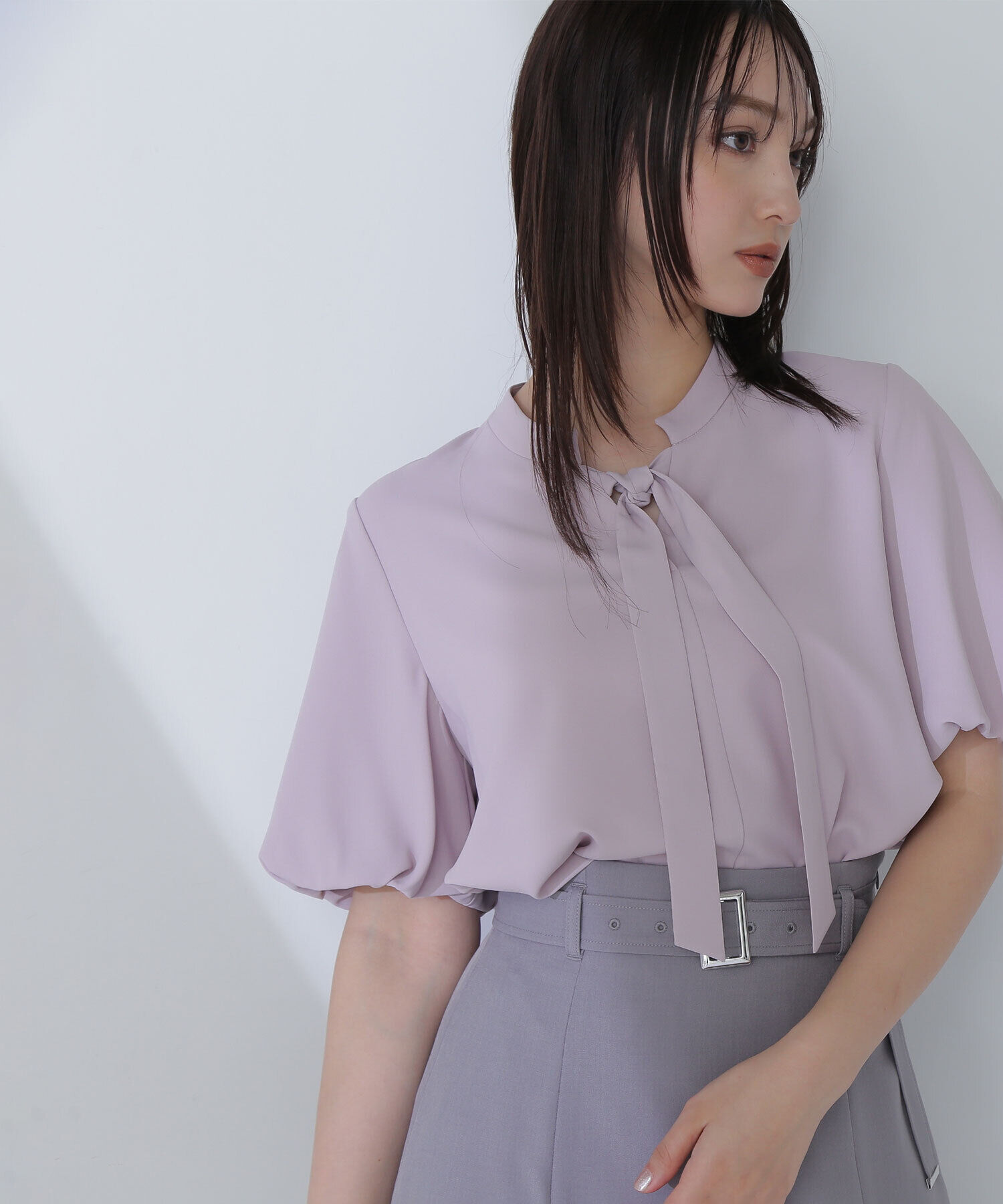  「バルーンスリーブボウタイブラウス」|シャツ・ブラウス|ライラックピ
