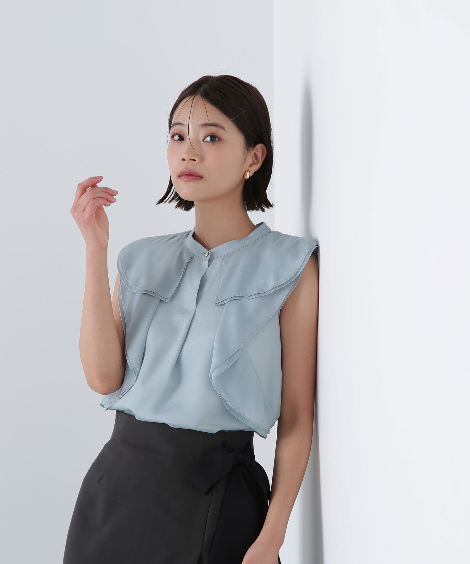  「ラッフルシアーブラウス」|シャツ・ブラウス|ライトグリー