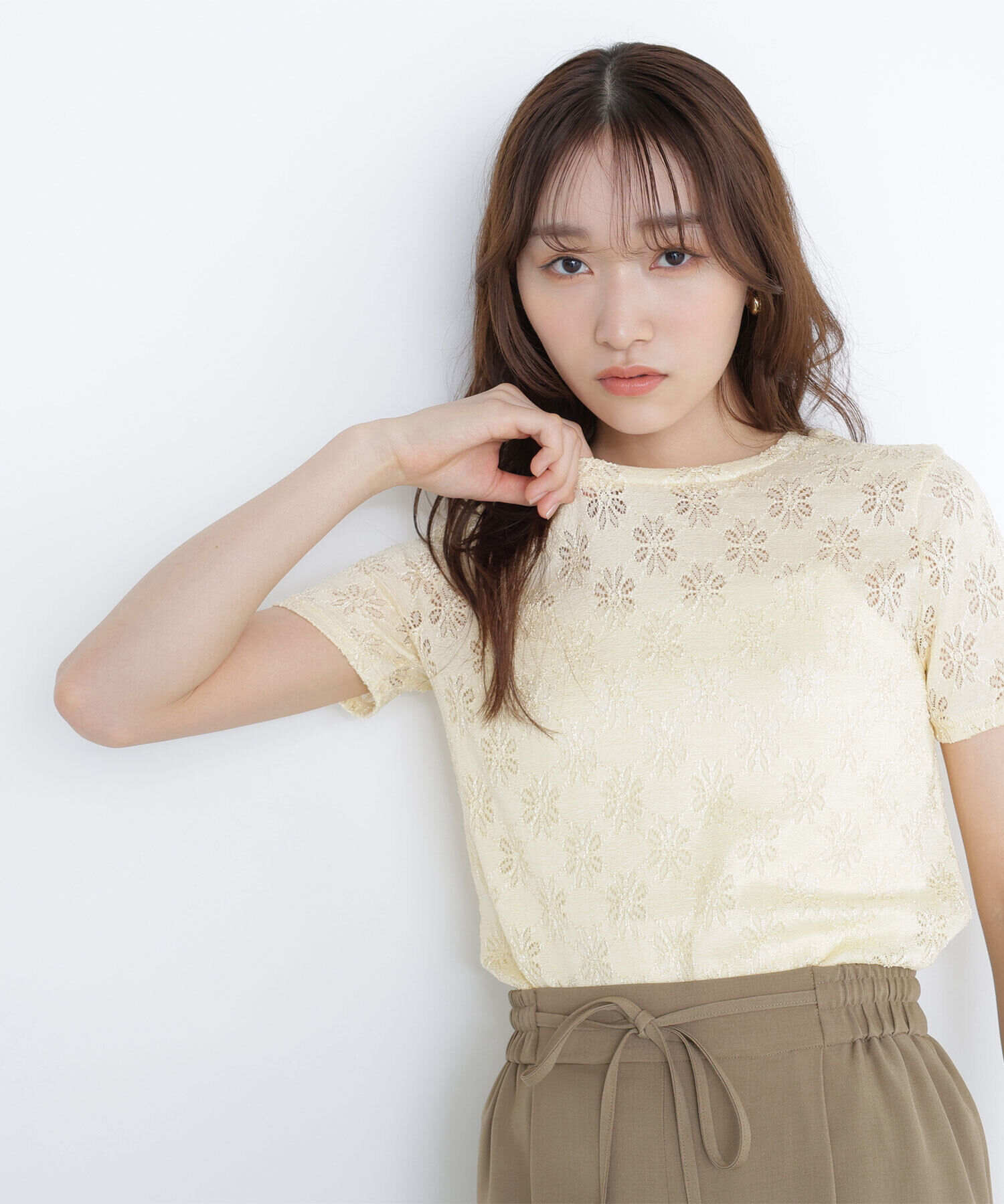  「カットレースTシャツ」|Tシャツ・カットソー|クリームイエ