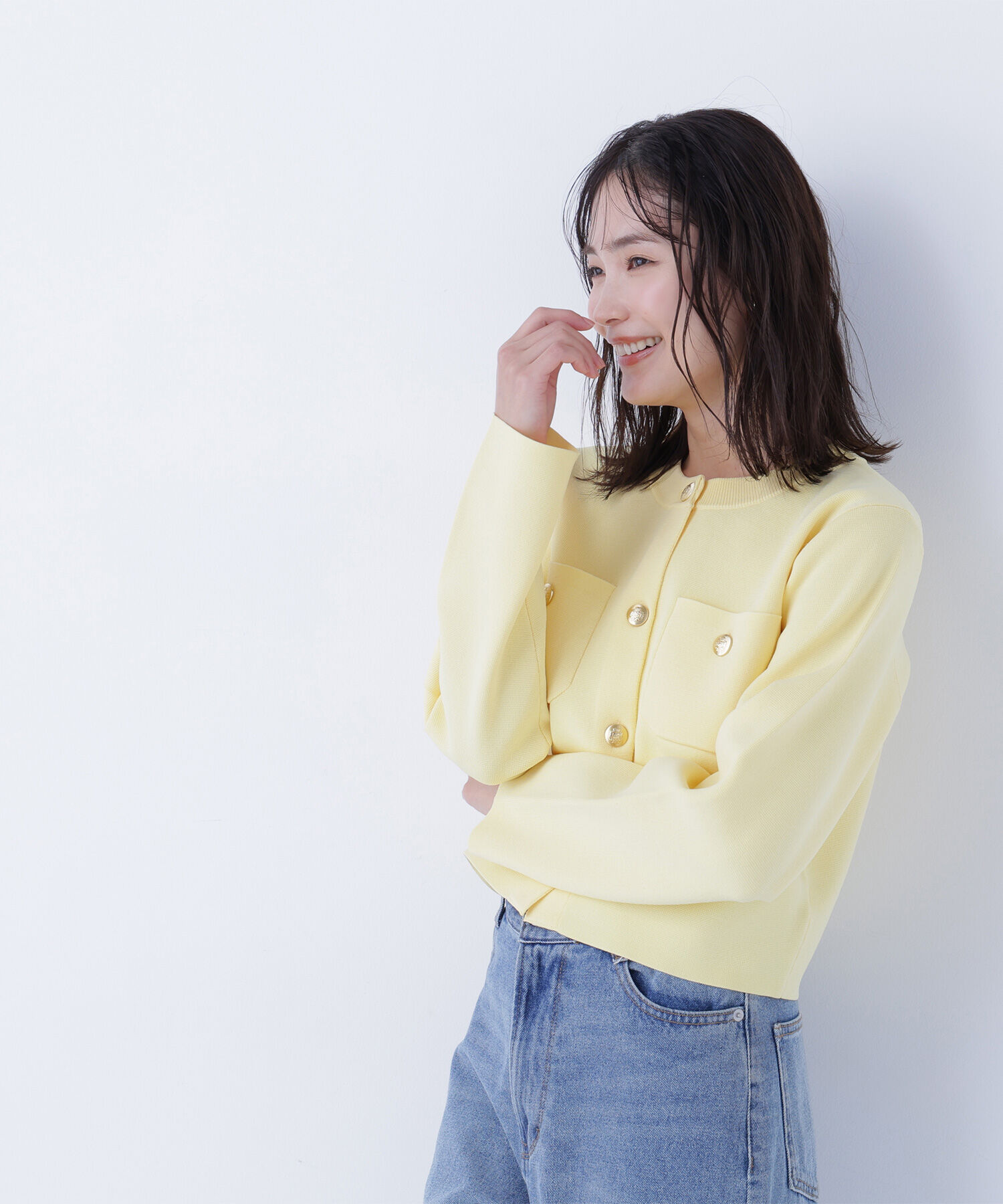  「エンブレムボタンニットジャケット」|ニット・セーター|