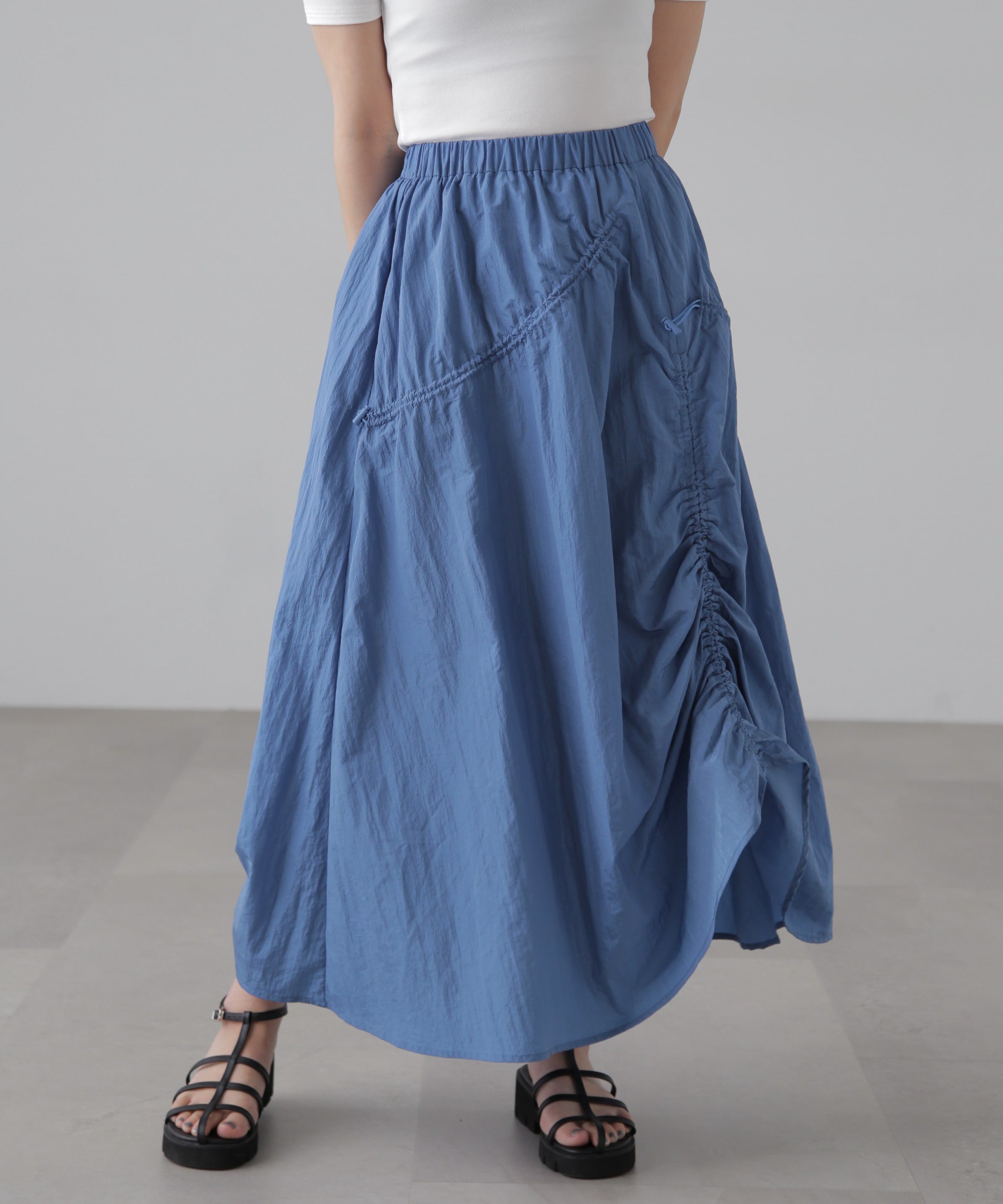  「ナイロンドロストシャーリングスカート」|スカート|