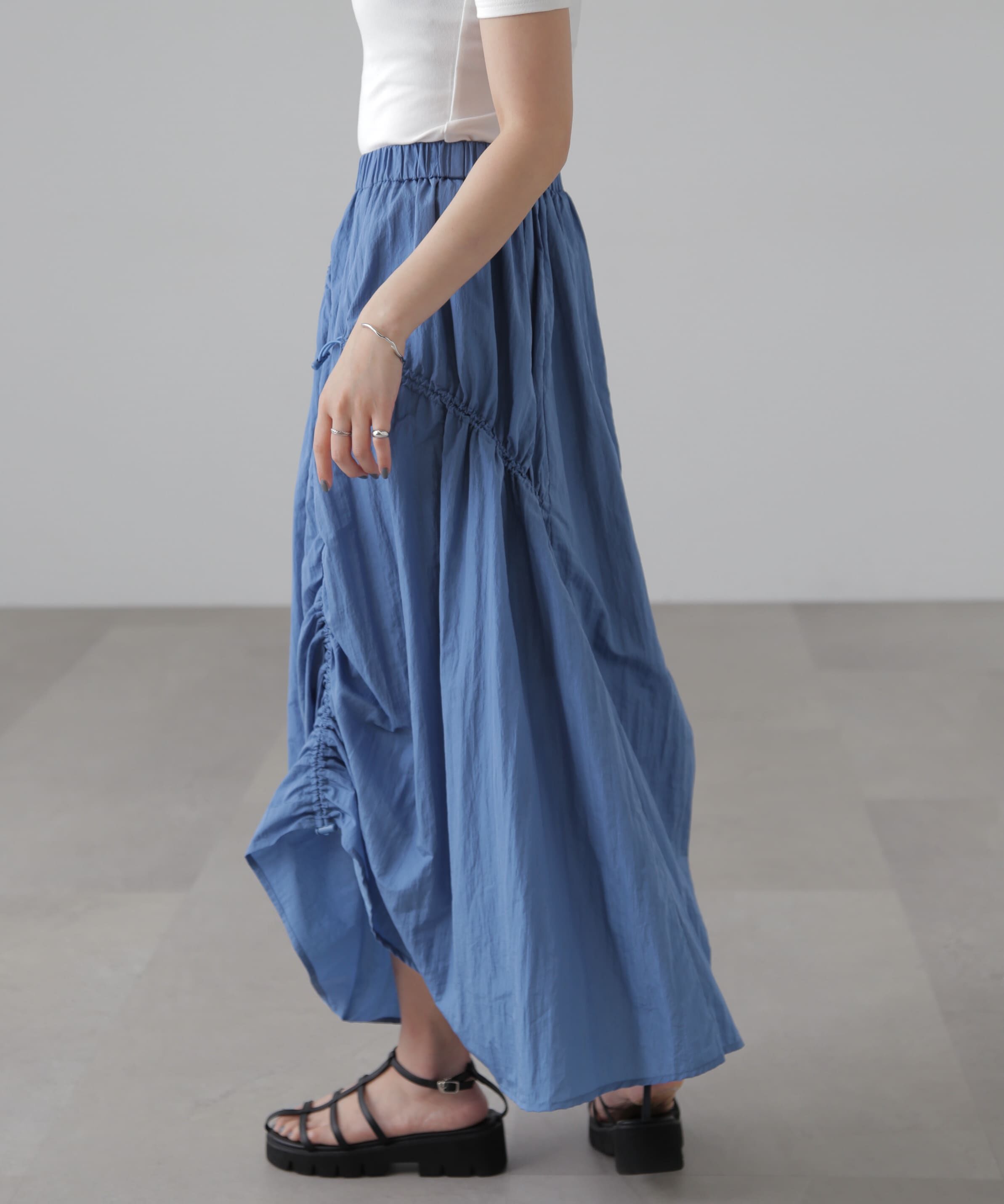  「ナイロンドロストシャーリングスカート」|スカート|