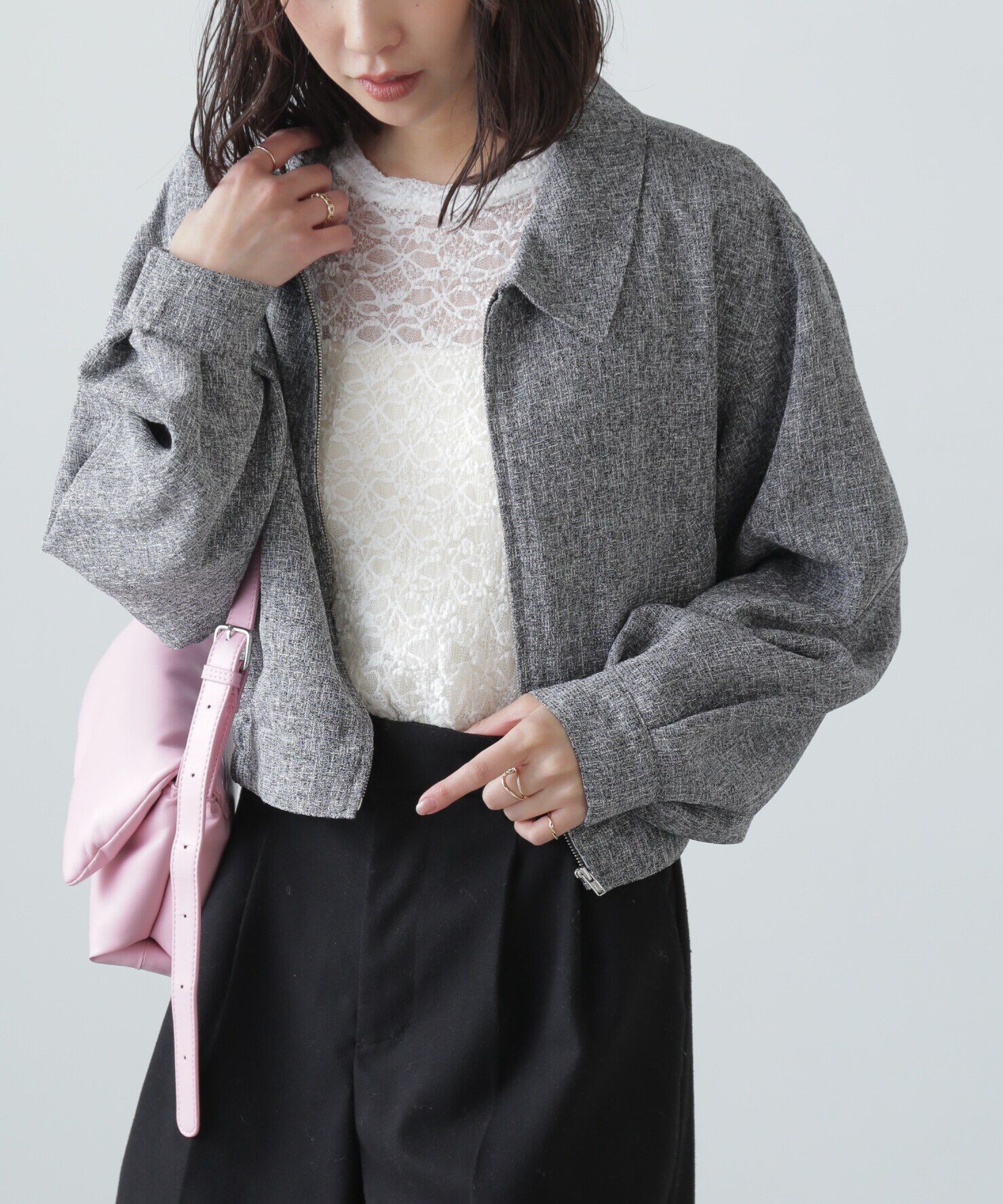  「ツイードジップブルゾン」|ブルゾン・スタジャン|