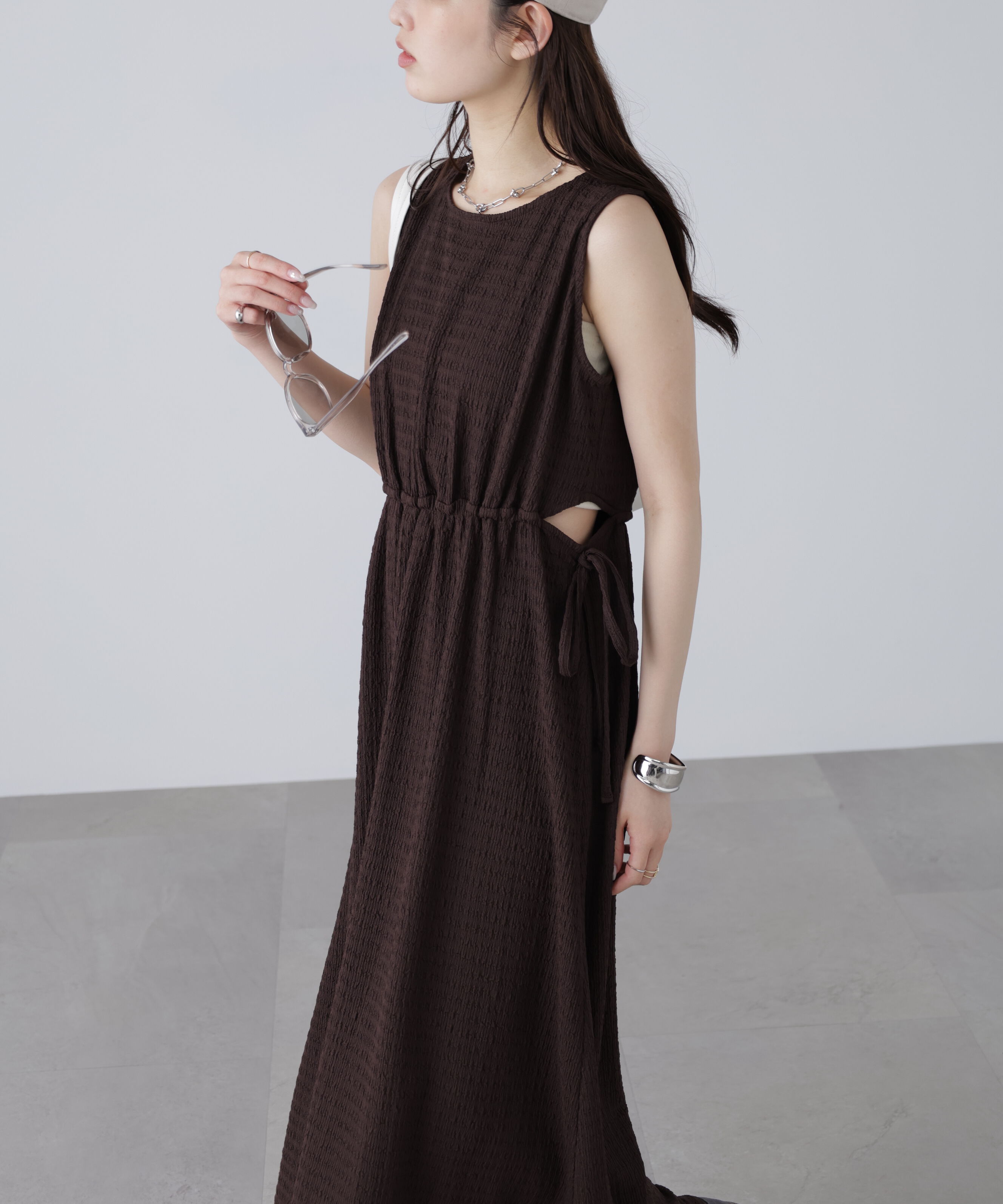  「サイドカットノースリカットソーワンピース」|ワンピース|