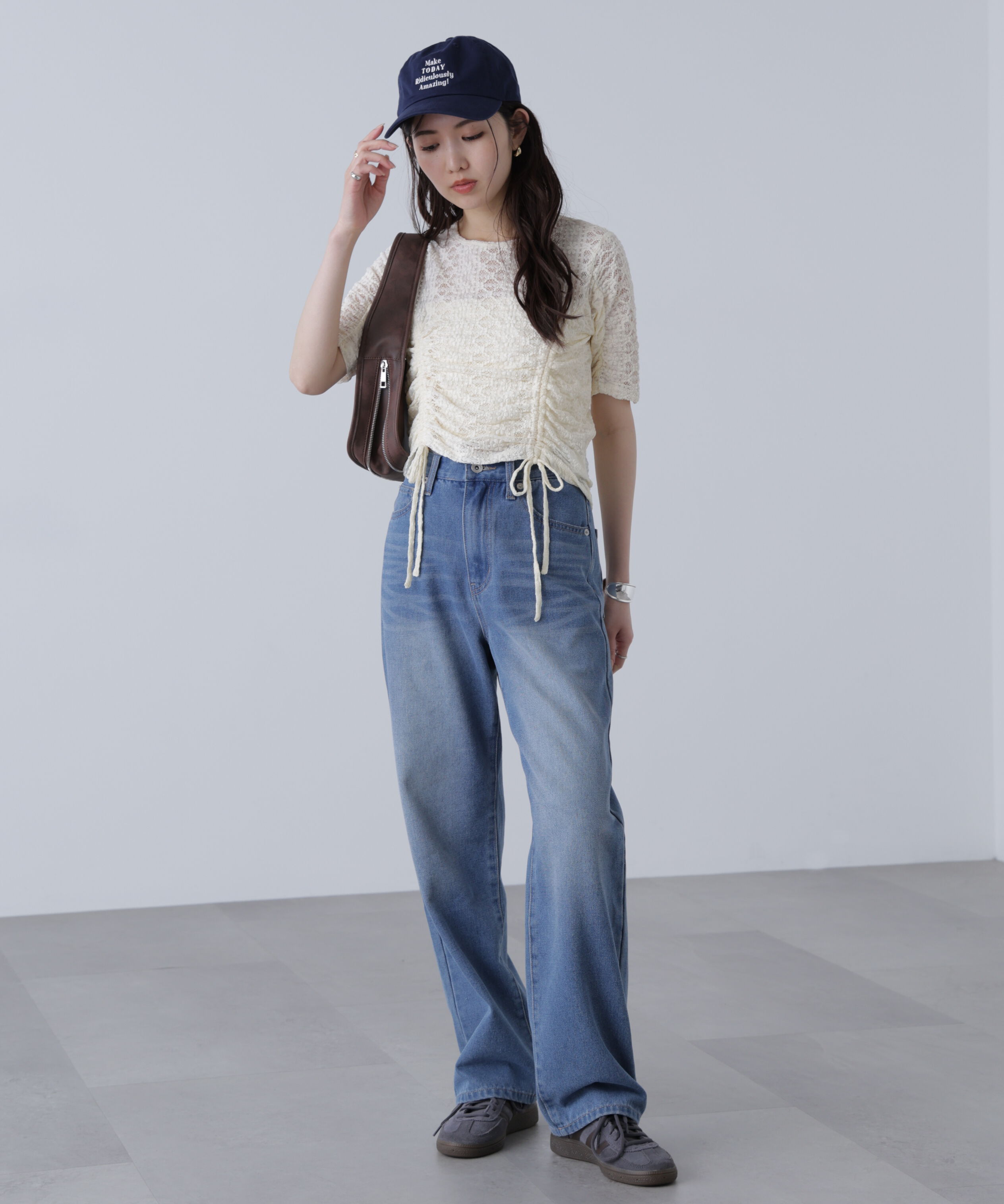  「ストレッチレースドロストトップス」|シャツ・ブラウス|