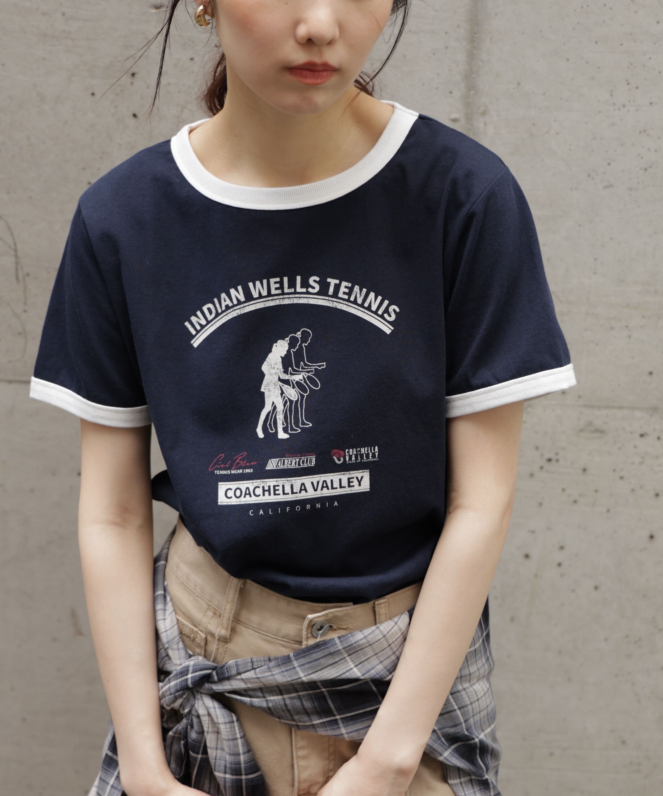  「レトロスポーツプリントTシャツ」|Tシャツ・カットソー|ネイビー